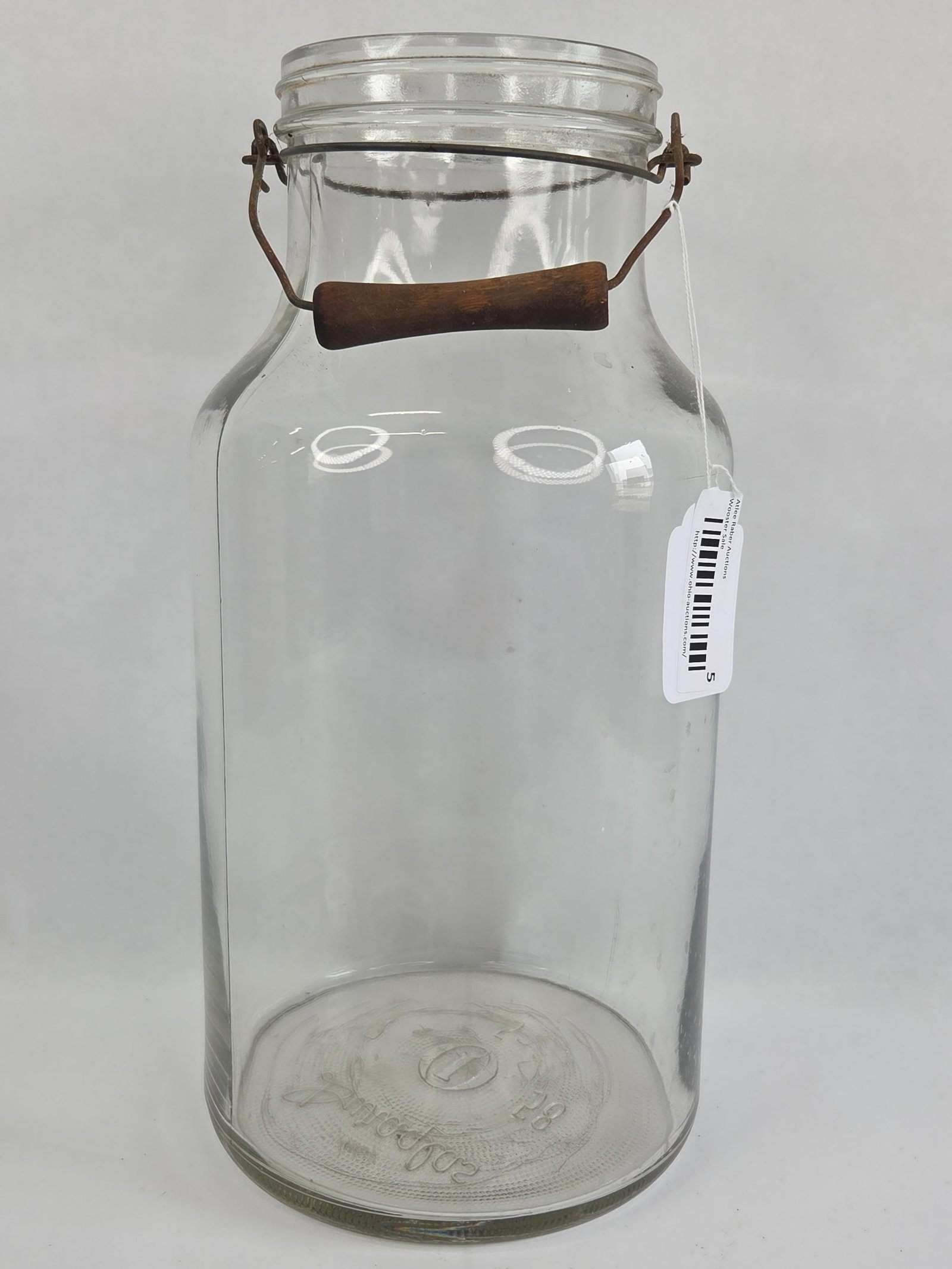1958 Owens-Illinois Duraglas Clear Glass Storage Jar with Wire Bail Handle (1 of 4)