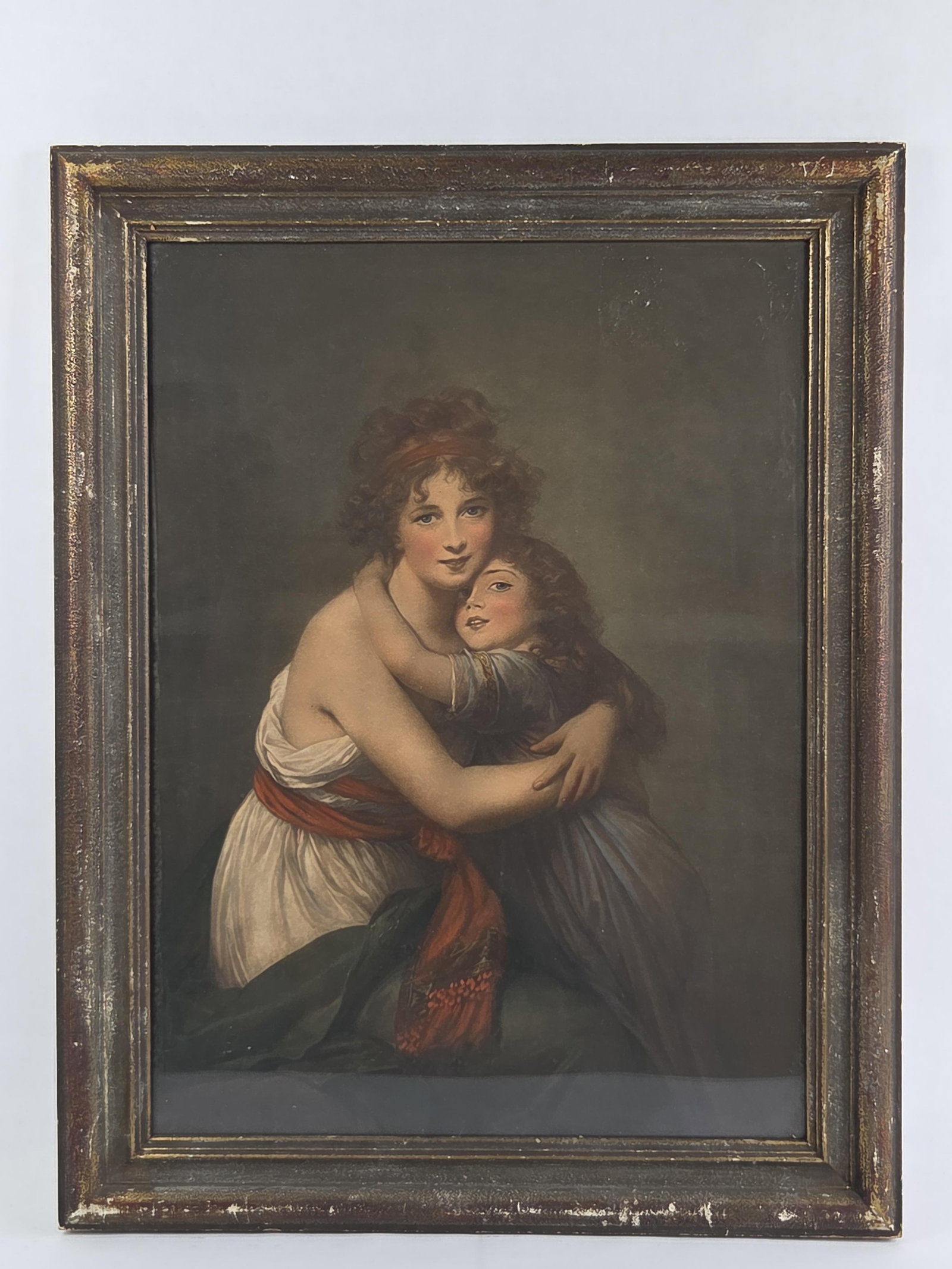 After Louise Elisabeth Vigee Le Brun, Self-Portrait with Her Daughter Julie, Colored Print: A colored print on board after Louise Elisabeth Vigee Le Brun?s (1755-1842) 1789 painting titled Self-Portrait with Her Daughter, Julie. This reproduction captures the French Neoclassical composition