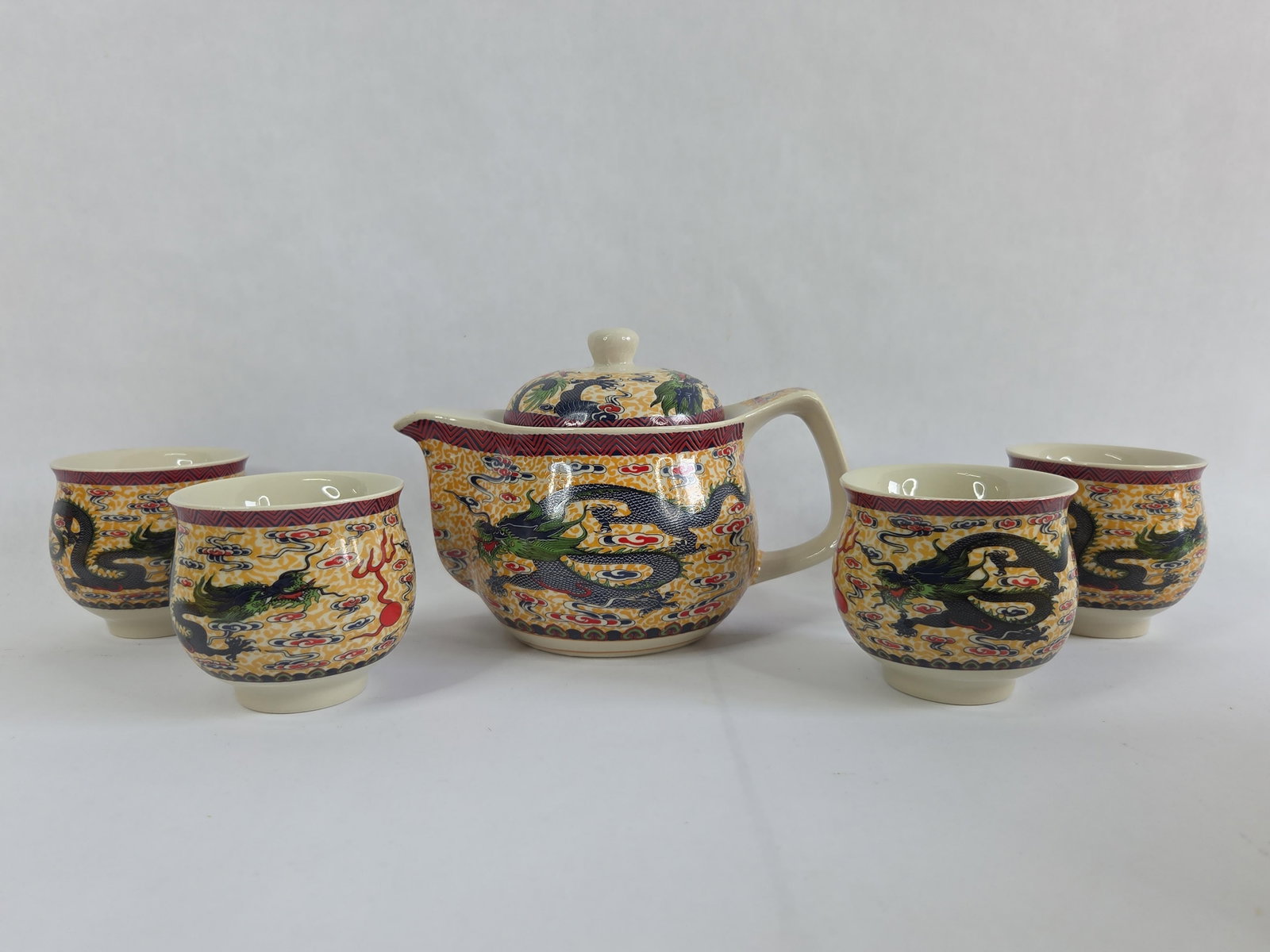 A Set of Chinese Dragon Motif Ceramic Tea Wares in Presentation Box (1 of 7)