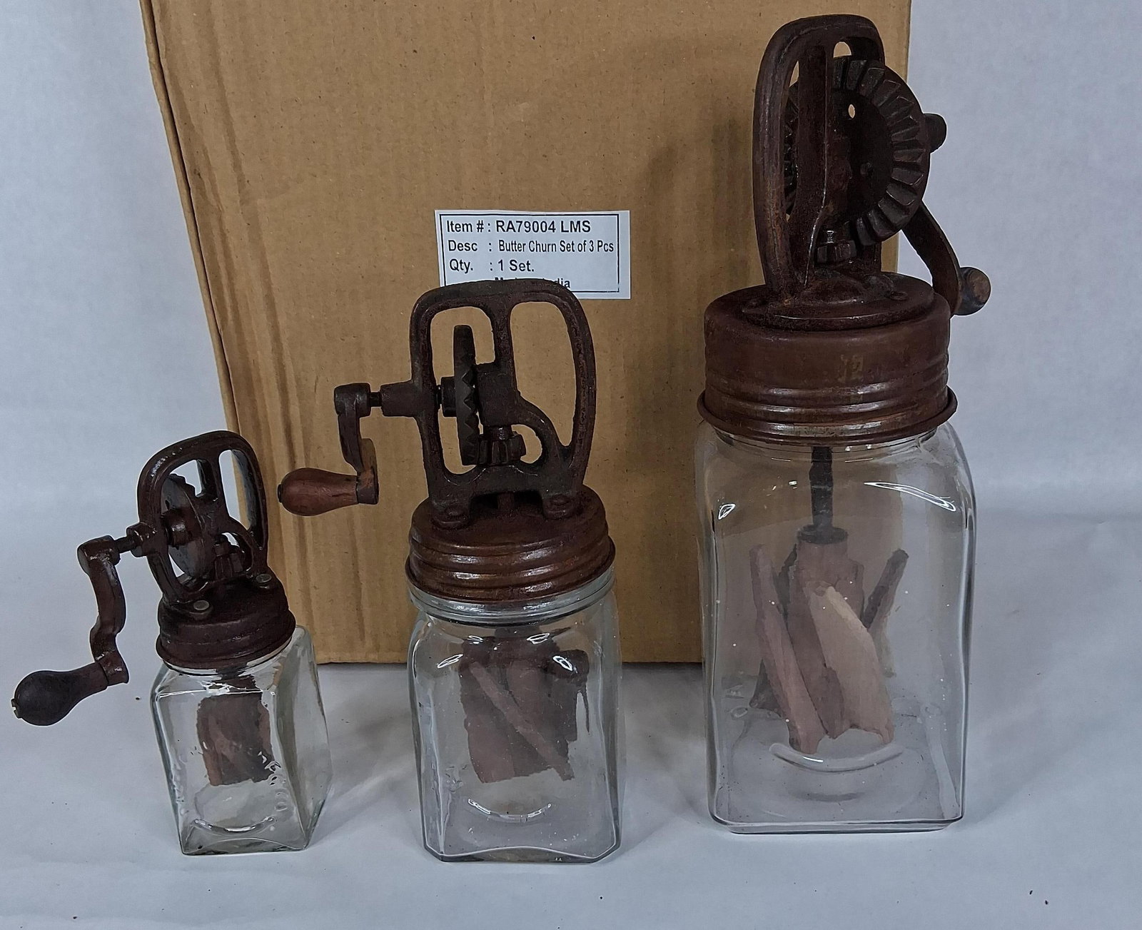 Set 3 Dazey Style Glass & Cast Iron Butter Churns (1 of 5)