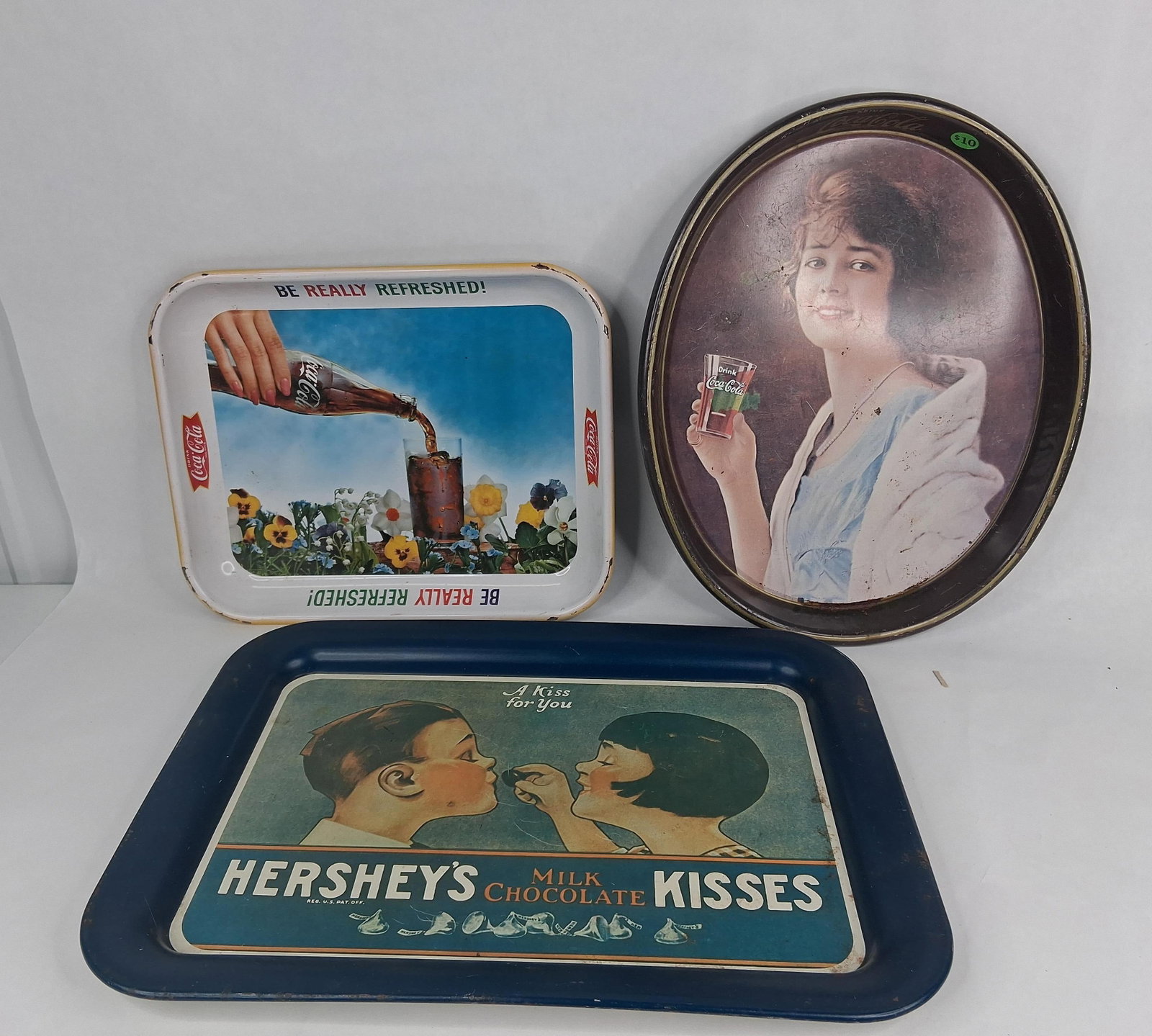 A Trio of Coca-Cola and Hershey's Metal Advertising Serving Trays (1 of 9)