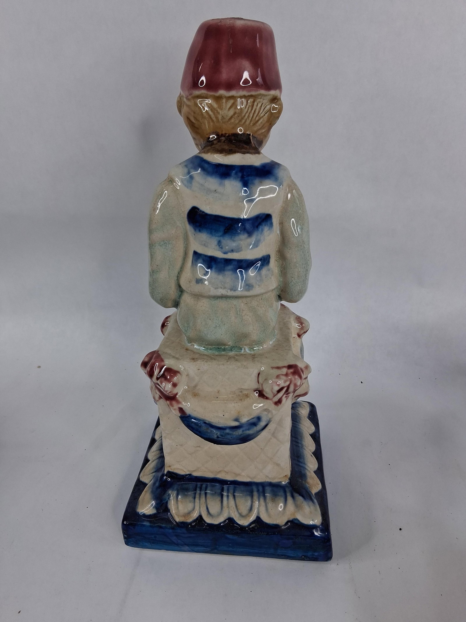Pair Majolica Style Reading Monkey Figurines - 9