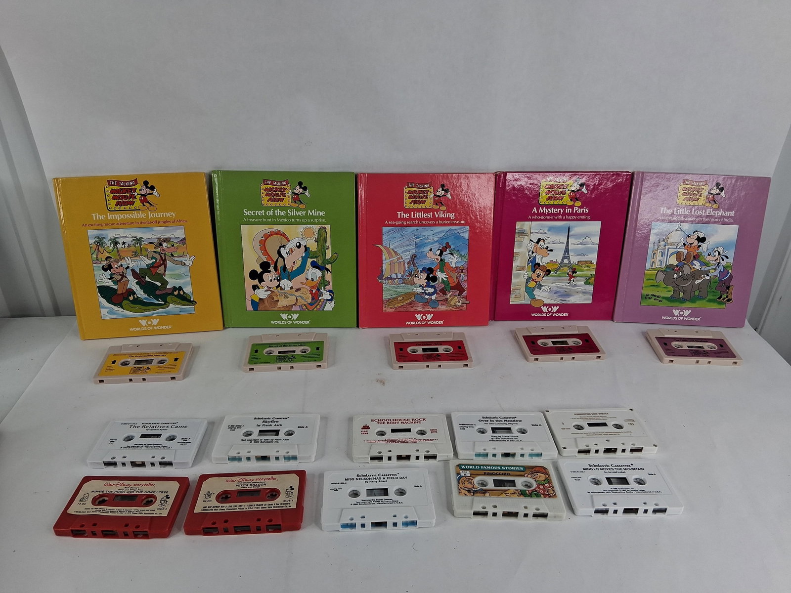 Disney & Scholastic Children's Books & Cassettes: This collection consists of several hardcover children?s books and an assortment of audio cassette tapes, primarily featuring Disney and Scholastic titles produced between 1977 and 1993. The primary g