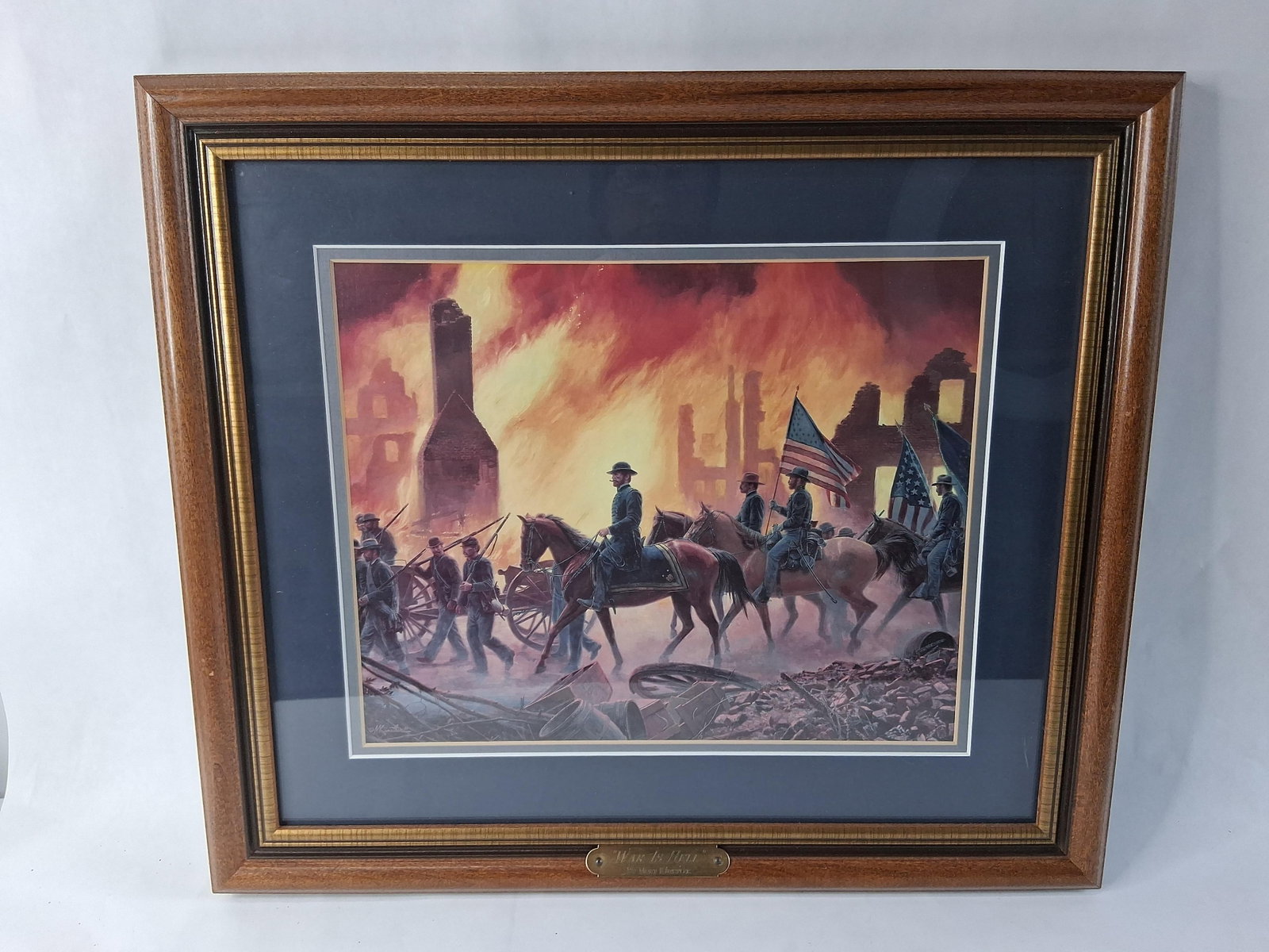 Mort Kunstler, War Is Hell, Framed Civil War Print: Framed reproduction print, likely an offset lithograph, after the original 1994 oil painting titled War Is Hell by American historical artist Mort K?nstler. The scene depicts Union General William