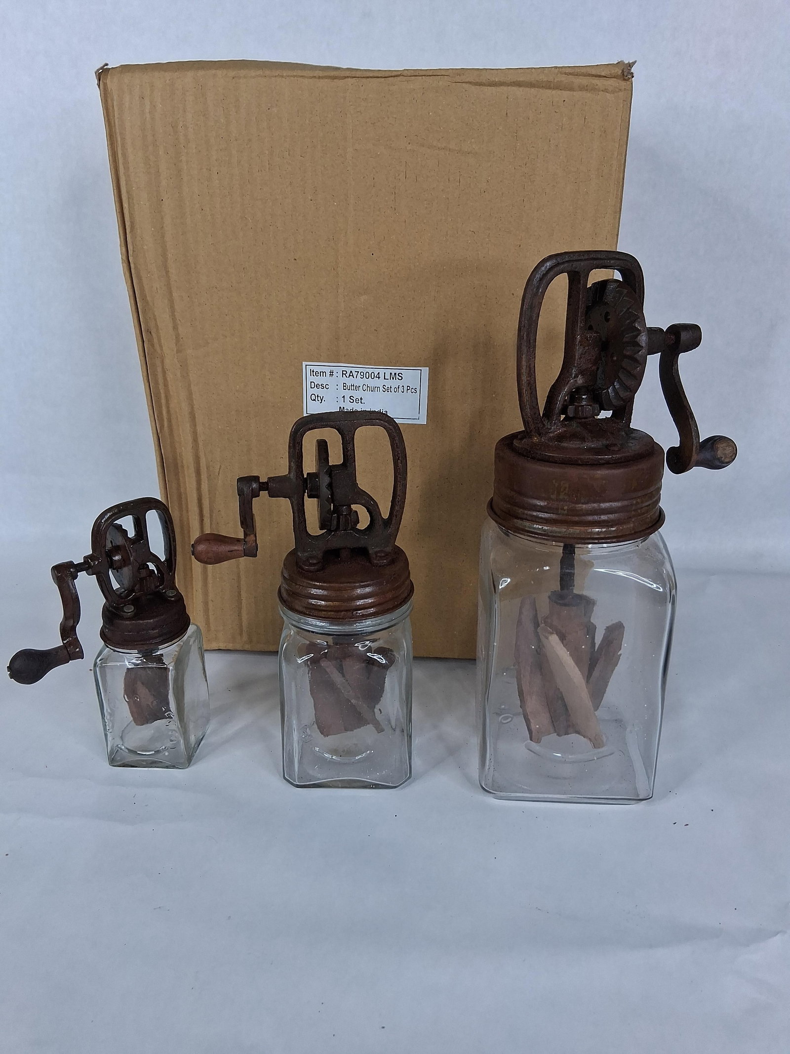 Set 3 Dazey Style Glass & Cast Iron Butter Churns (1 of 5)