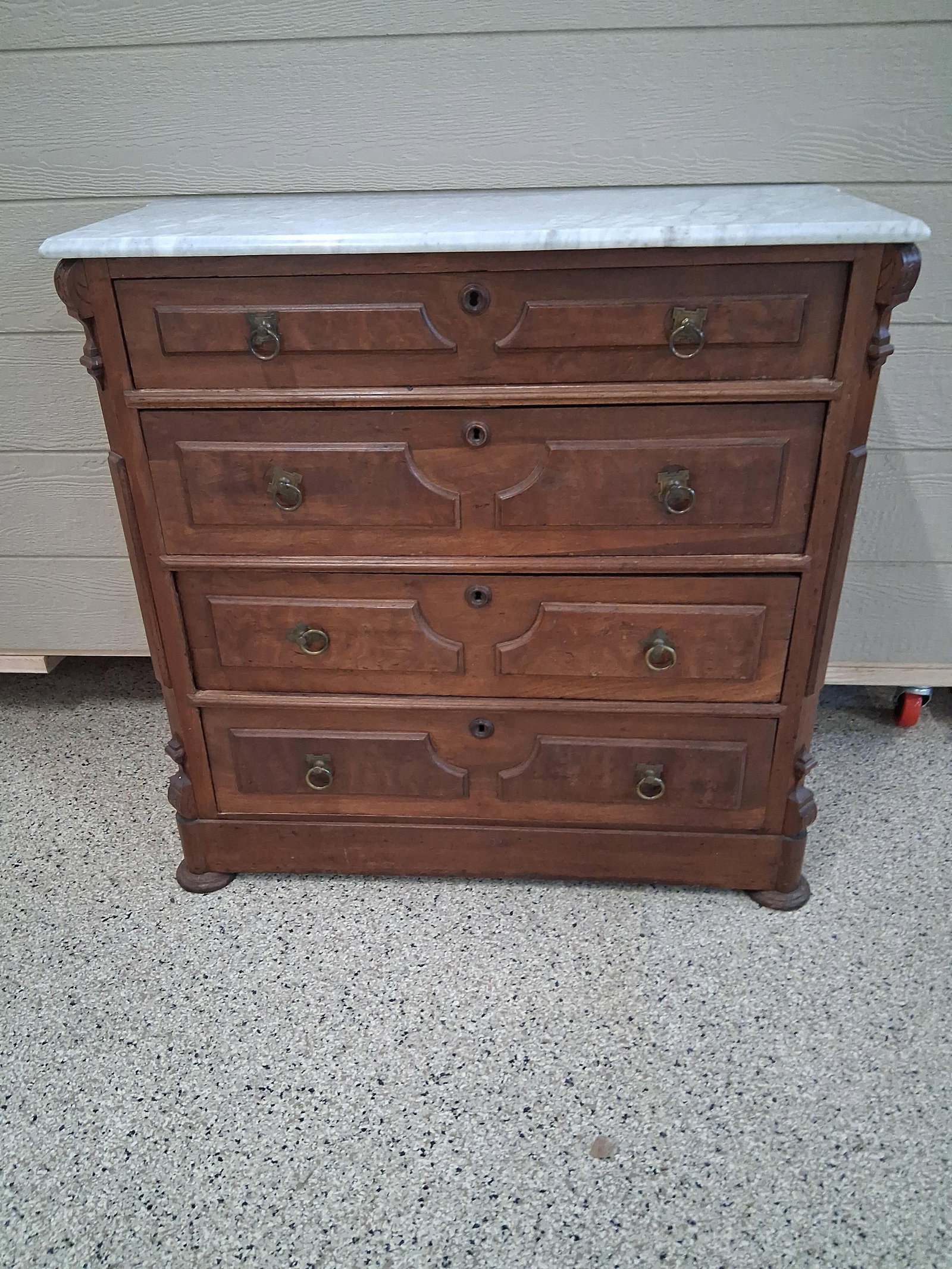 American Renaissance Revival Walnut & Marble Chest (1 of 8)