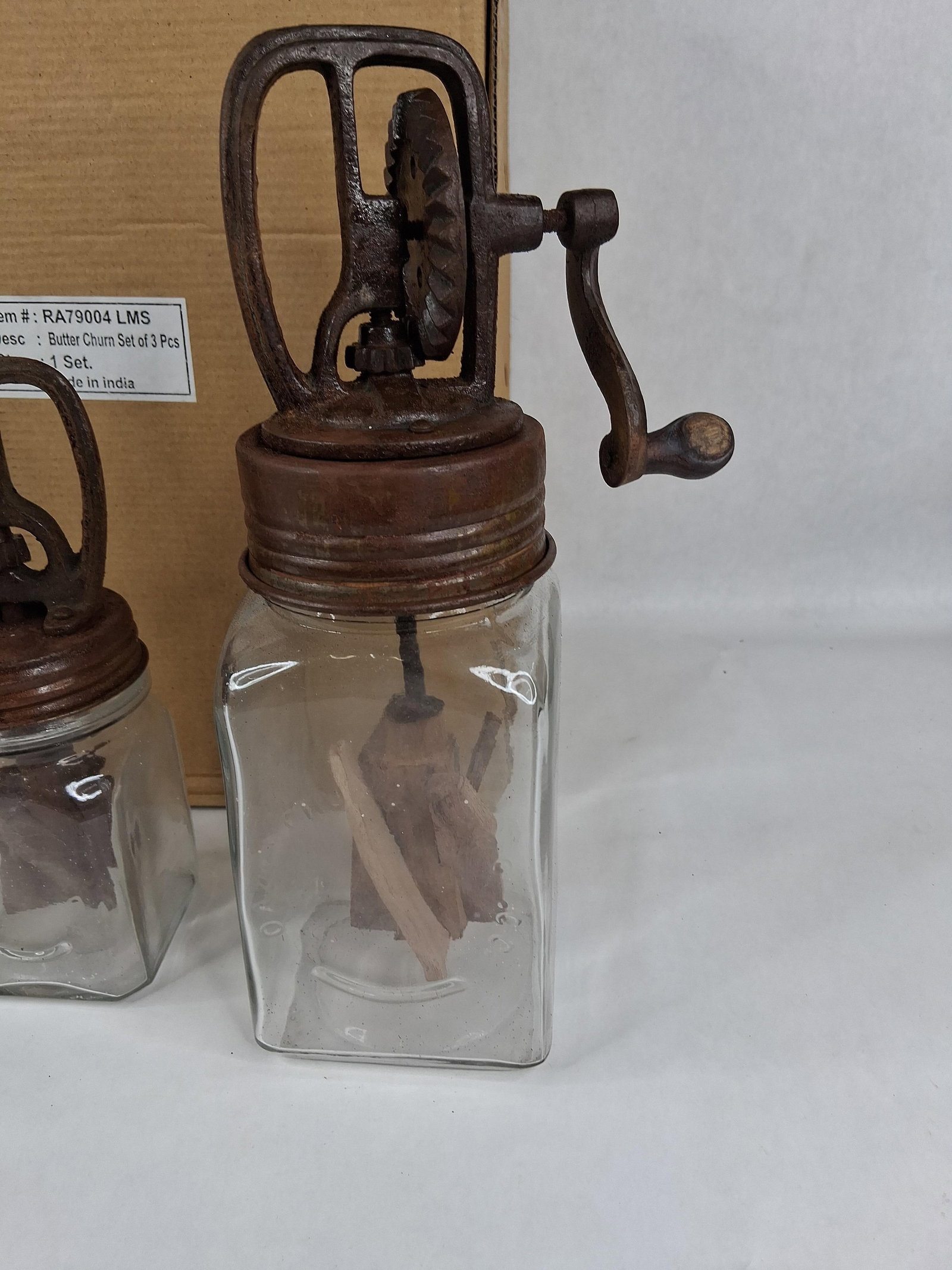 Set 3 Primitive Style Butter Churns - 2