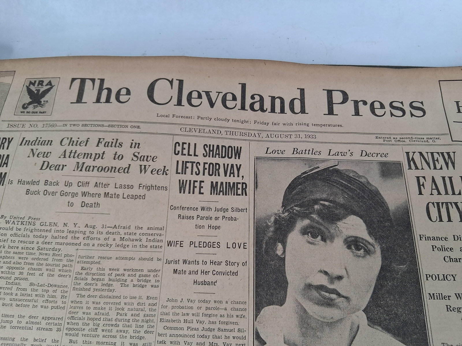 Cleveland Press, Bound Volume, August 1933 - 16
