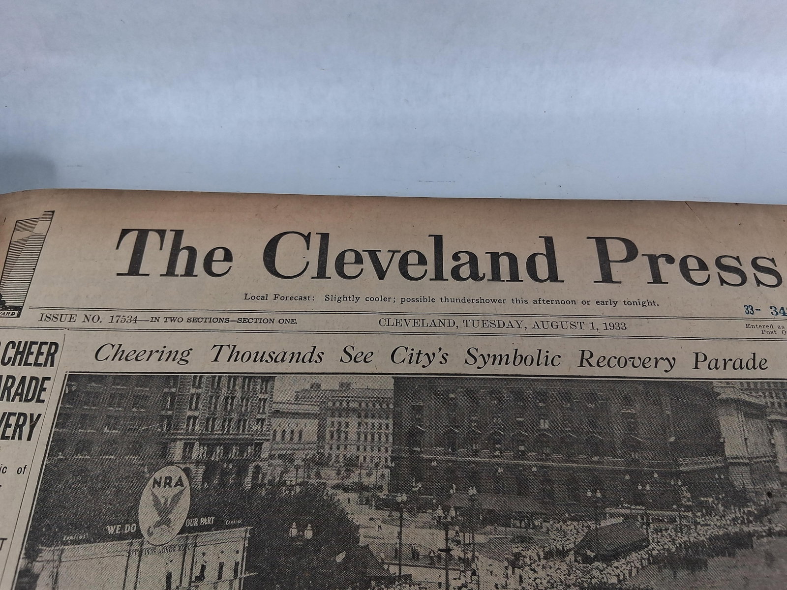 Cleveland Press, Bound Volume, August 1933 - 2