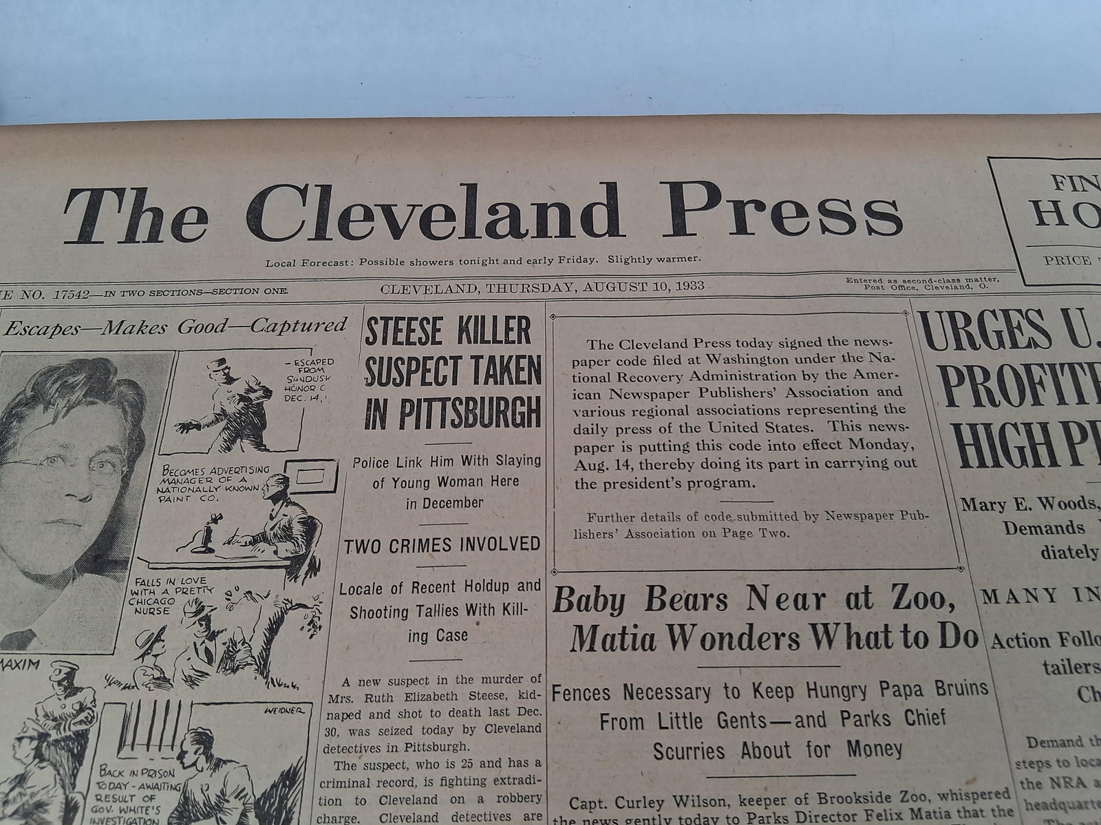 Cleveland Press, Bound Volume, August 1933 - 9