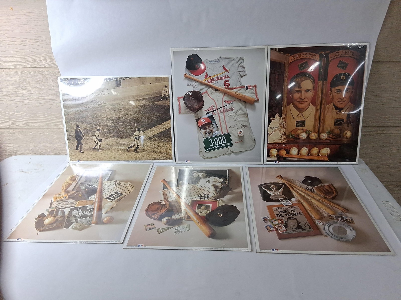 Product Exposure, Inc. 1993 MLB Study Prints (6): A collection of six Major League Baseball memorabilia collectible prints produced in 1993 by Product Exposure, Inc. These high-quality photographic montages, known as "memorabilia studies," were