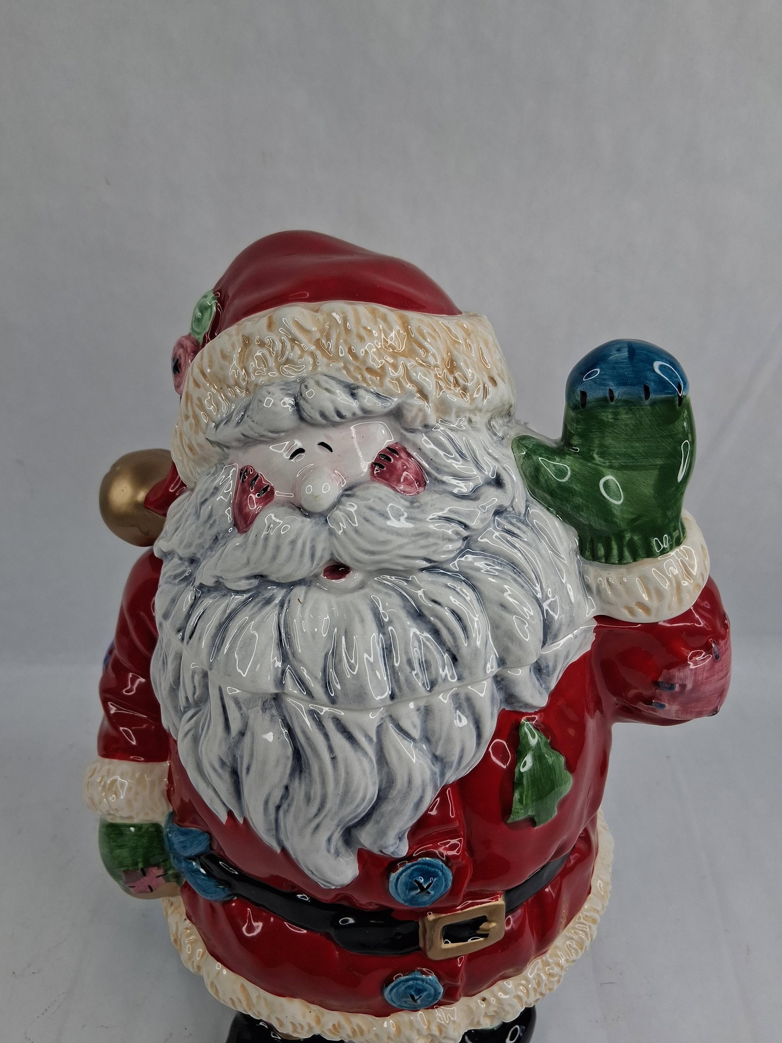 Large Painted Ceramic Santa Claus Cookie Jar - 2