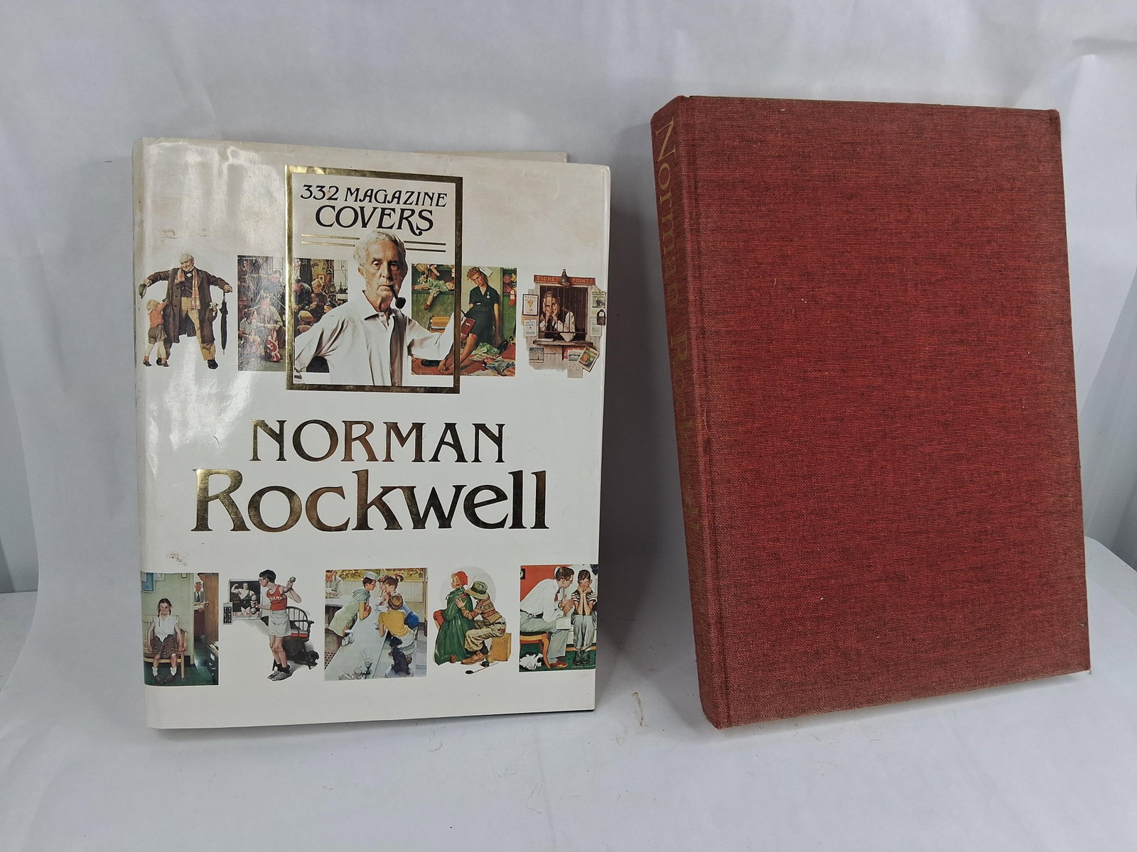 Norman Rockwell, 2 Monographs w/ DJ, 1970 & 1979: This lot features two large-format, folio-sized art books documenting the career of American illustrator Norman Rockwell. The first volume is Norman Rockwell: 332 Magazine Covers by Christopher