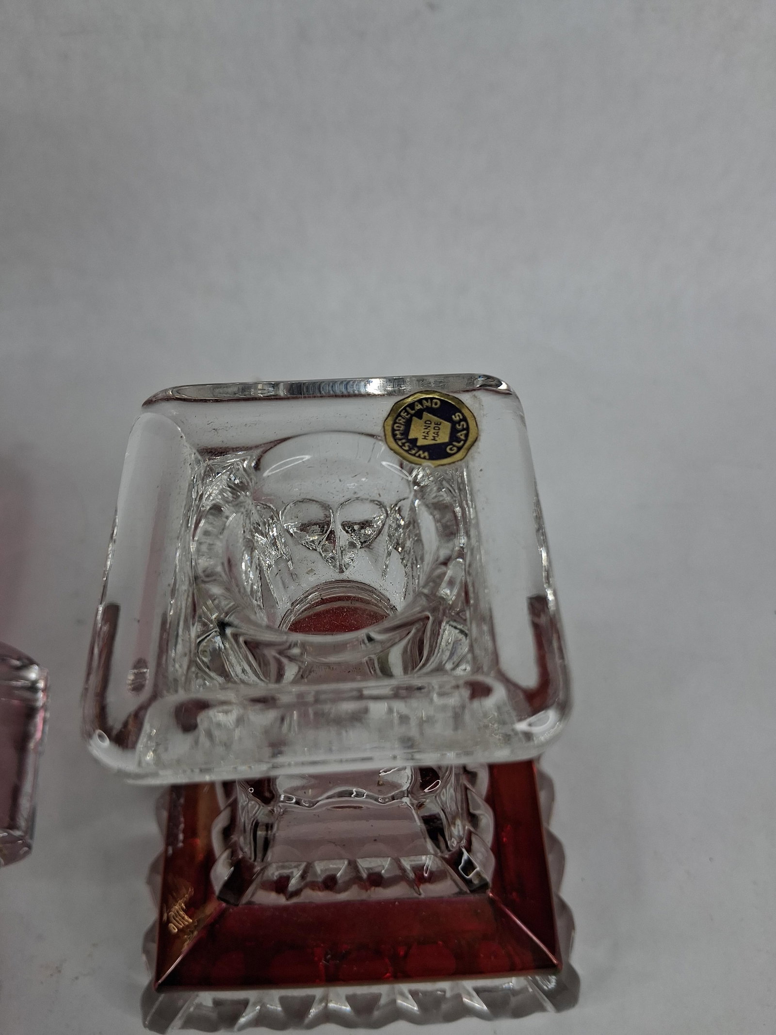 Westmoreland Ruby Flash Pressed Glass Console Trio - 3