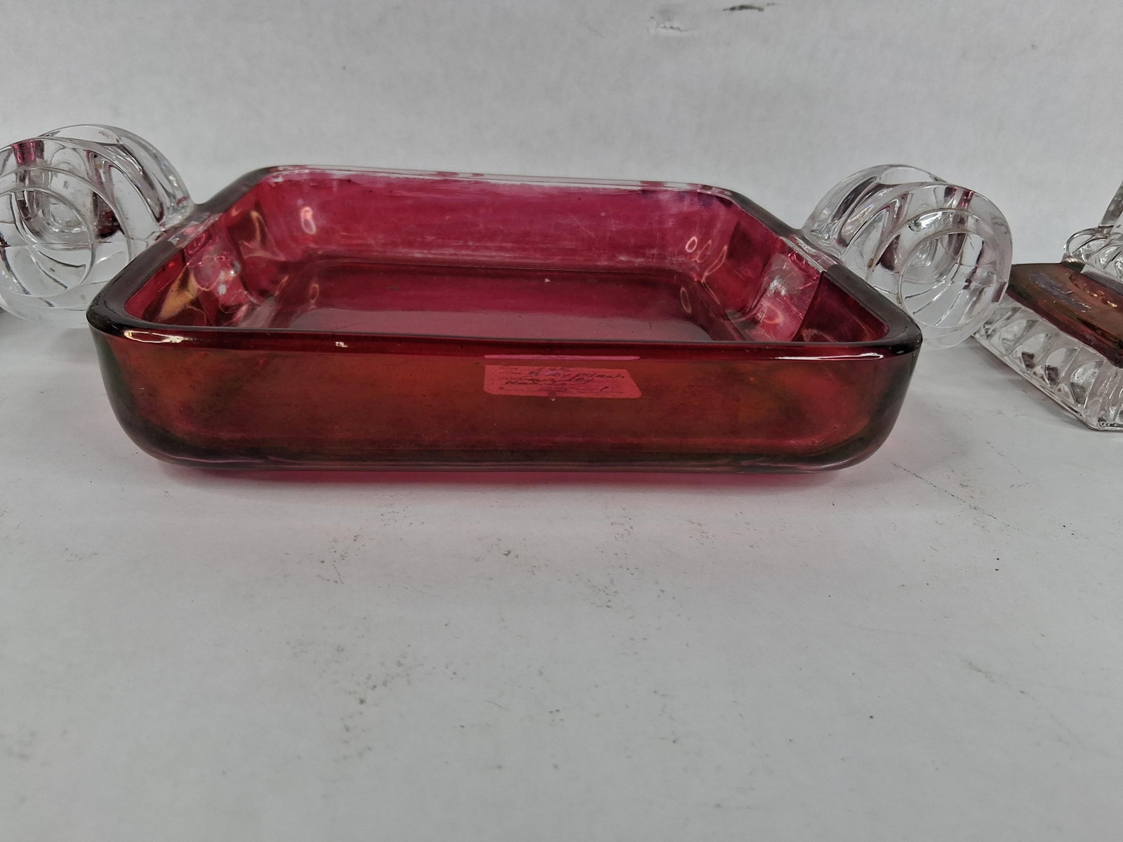 Westmoreland Ruby Flash Pressed Glass Console Trio - 4