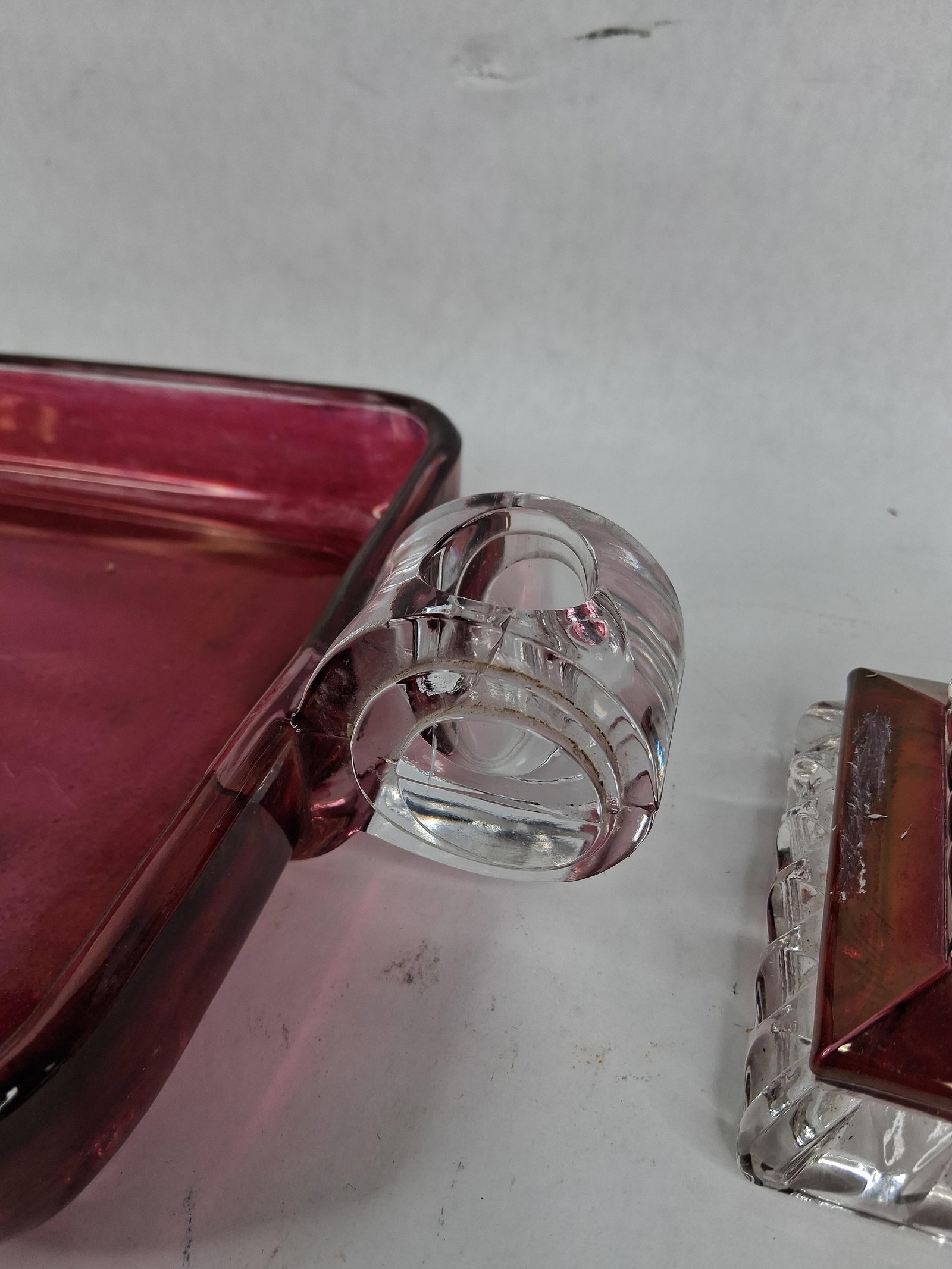 Westmoreland Ruby Flash Pressed Glass Console Trio - 6