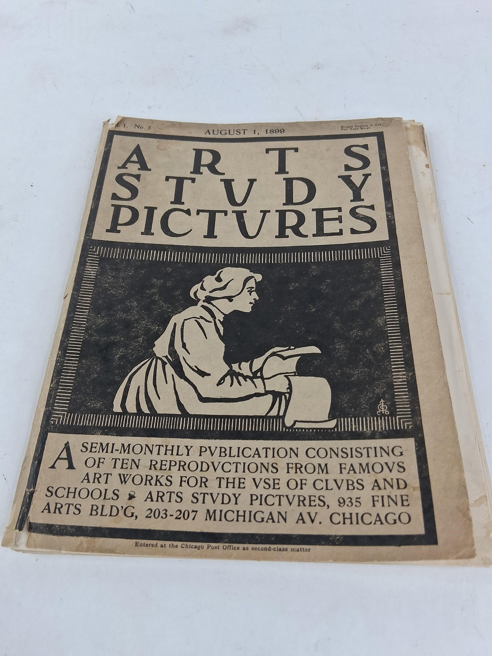 Arts Study Company, Arts Study Pictures, 1899: 18x24 This lot comprises an assortment of issues from the periodical Arts Study Pictures, a semi-monthly serial published by the Arts Study Company in Chicago. Included is the original decorative