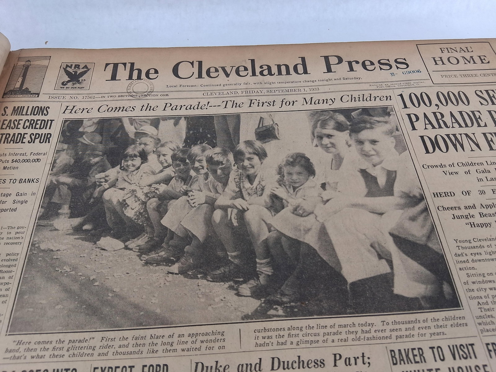 The Cleveland Press Sept 1933 Bound Newspaper (1 of 11)