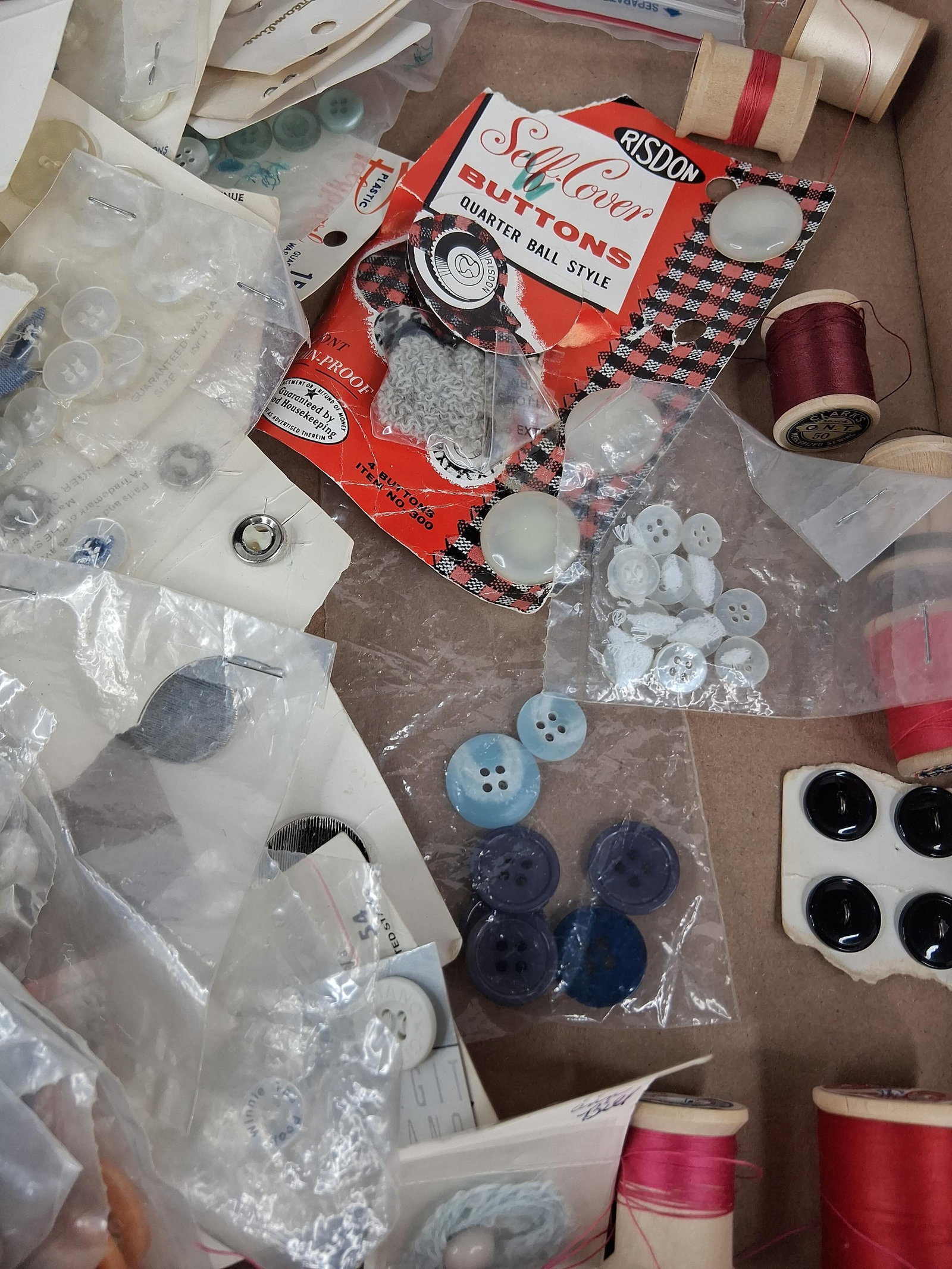 Sewing Notions, Buttons & Wood Thread Spools - 3