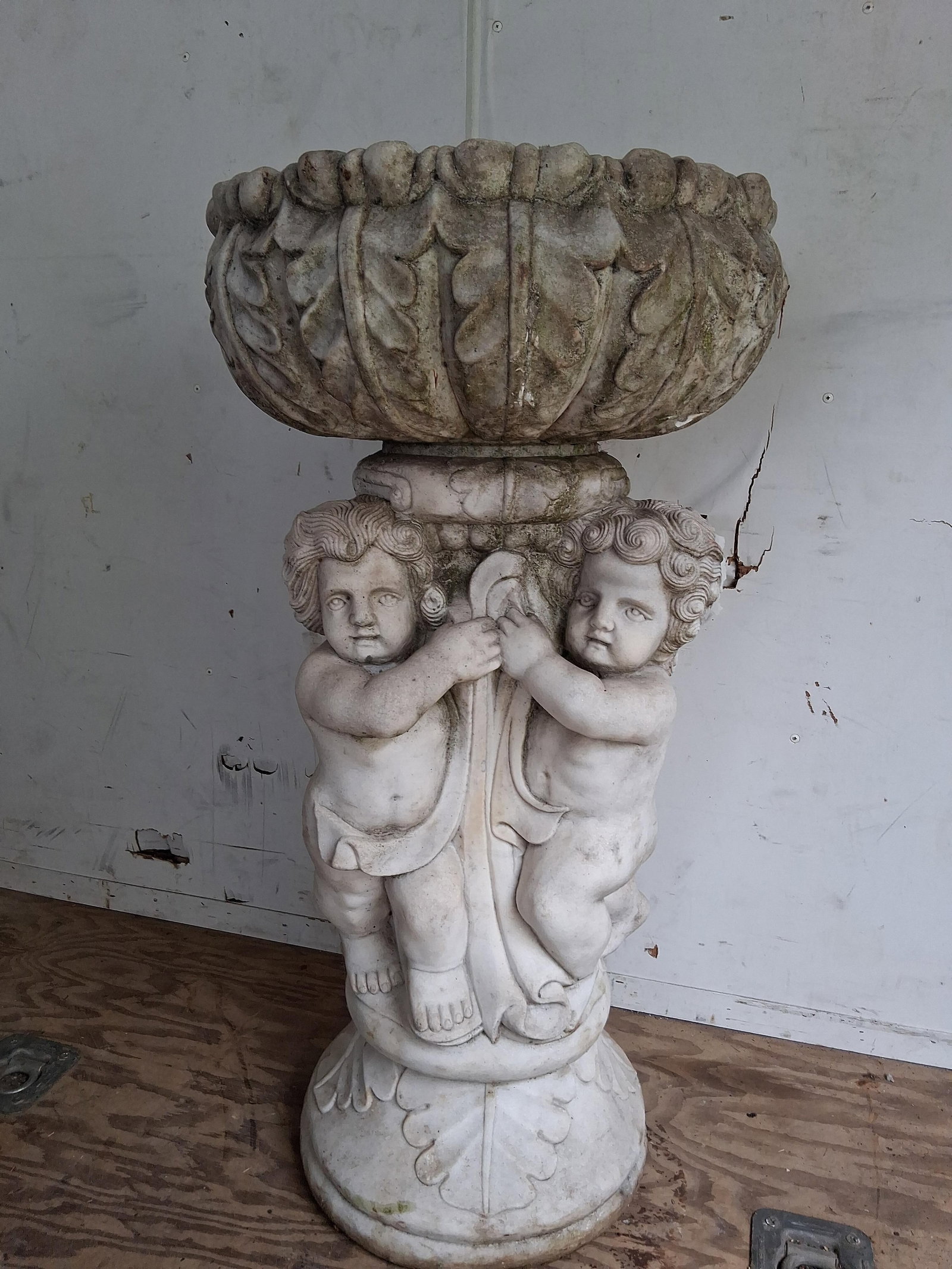 Neoclassical Cast Stone Urn & Twin Putti Pedestal (1 of 9)