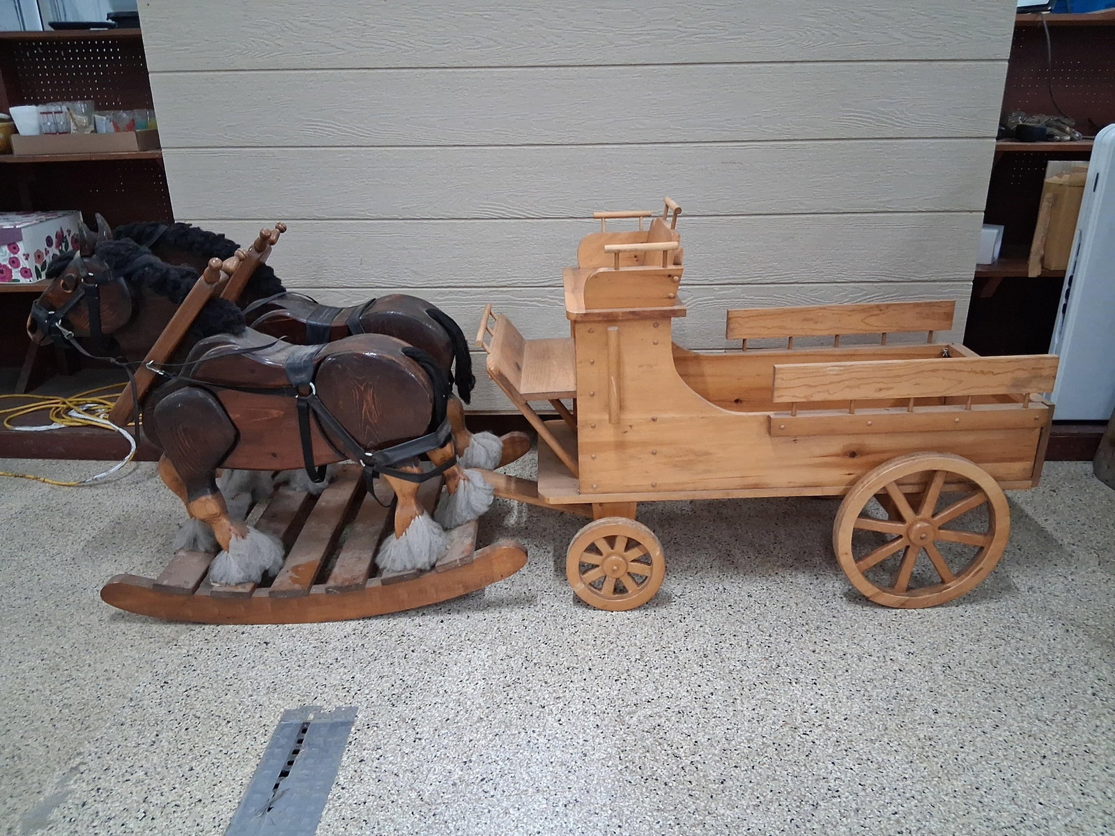 Wooden Double Rocking Horse & Hitch Wagon Set (1 of 10)