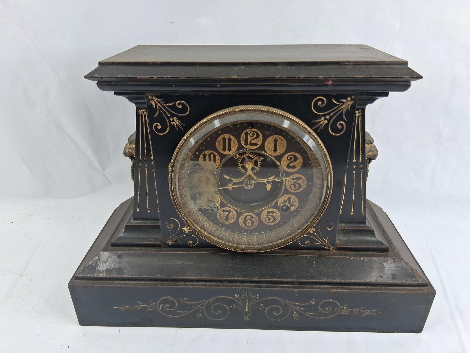 Ansonia Black Mantel Clock w/ Open Escapement (1 of 8)