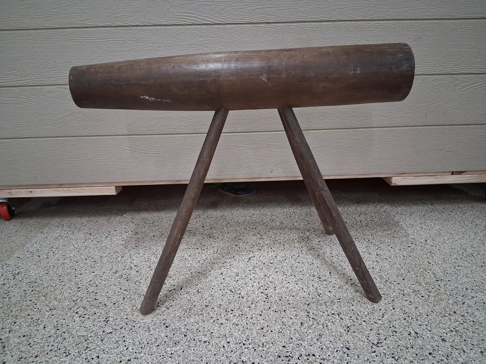 Primitive Hand-Hewn Tapered Log-Form Bench (1 of 5)