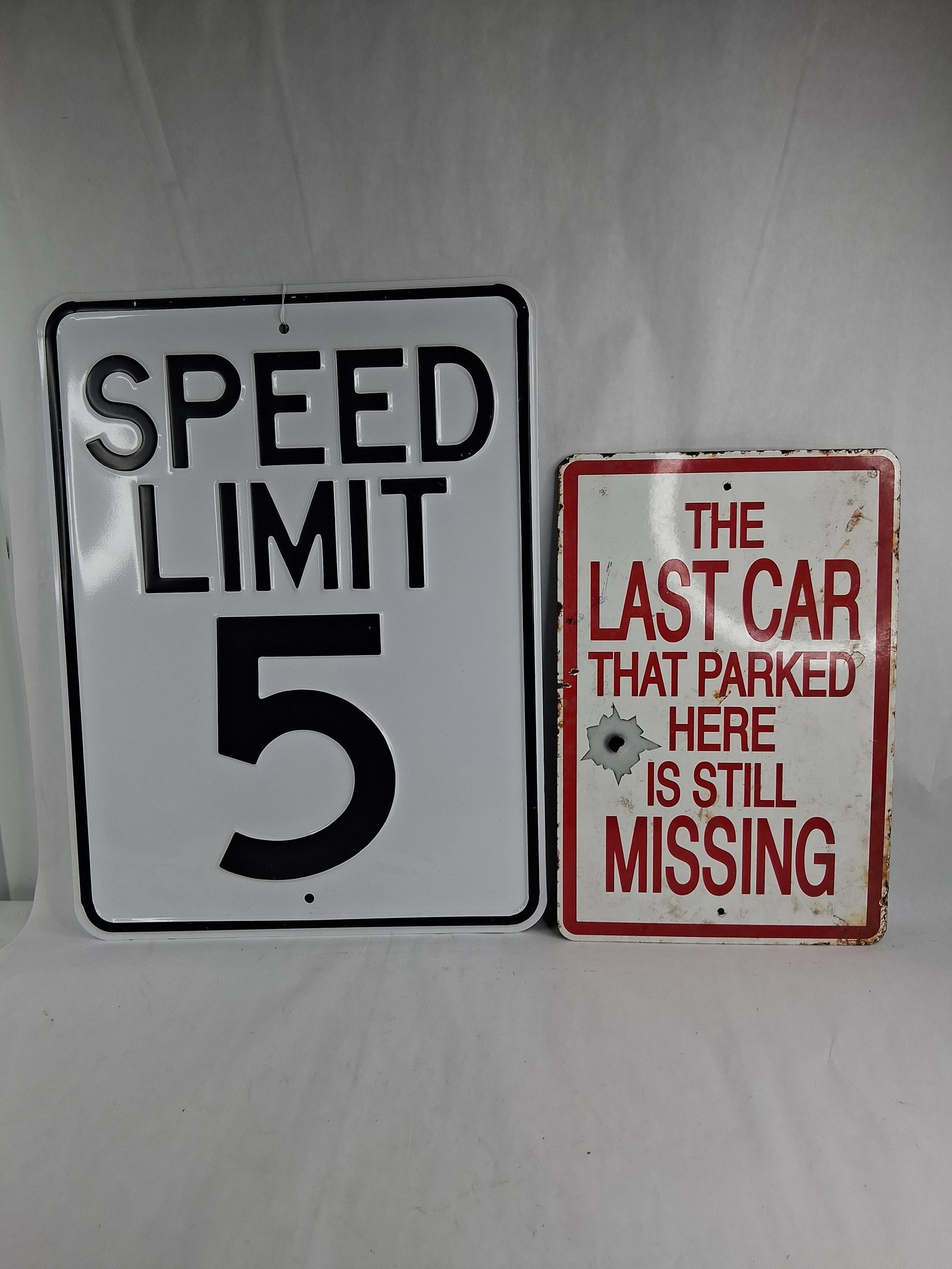 Two Metal Signs: Ande Rooney Parking & Speed Limit (1 of 6)