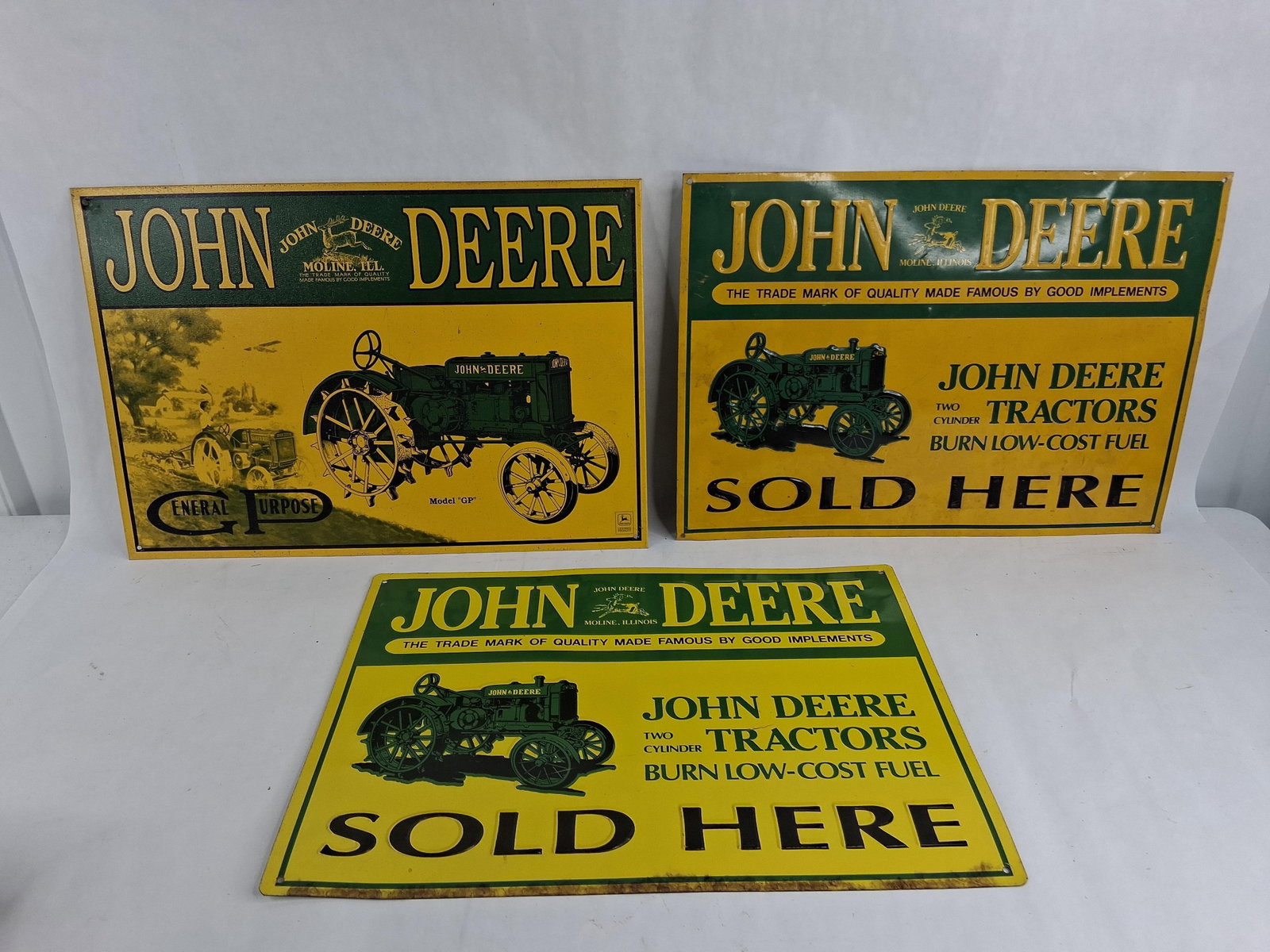 Trio John Deere Metal Advertising Signs (1 of 7)