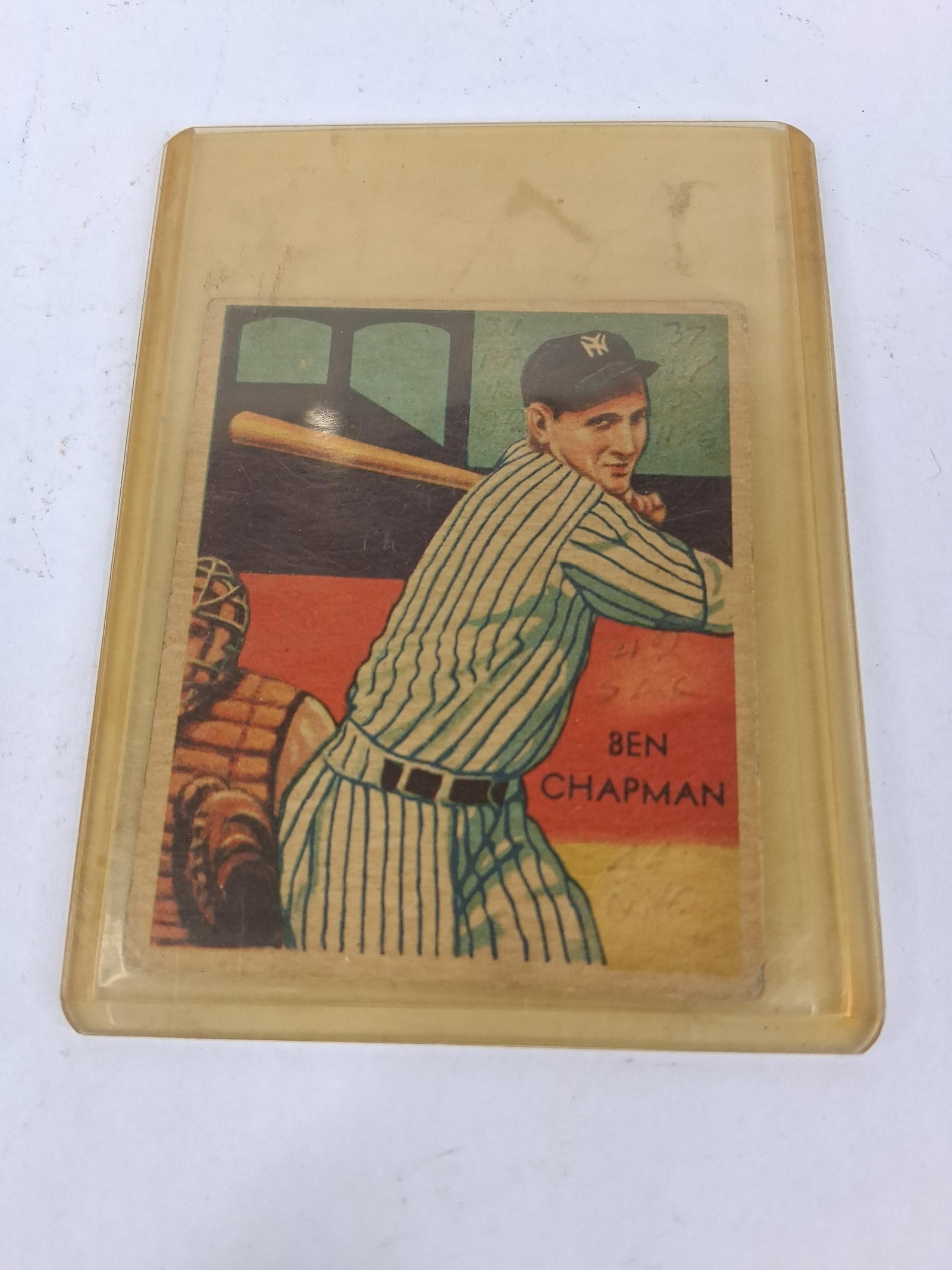 1935 Diamond Stars #38 Ben Chapman NY Yankees Card: This is a 1935 Diamond Stars baseball card featuring outfielder Ben Chapman of the New York Yankees, produced by the National Chicle Co. The card is numbered 38 in the set. The front depicts a color