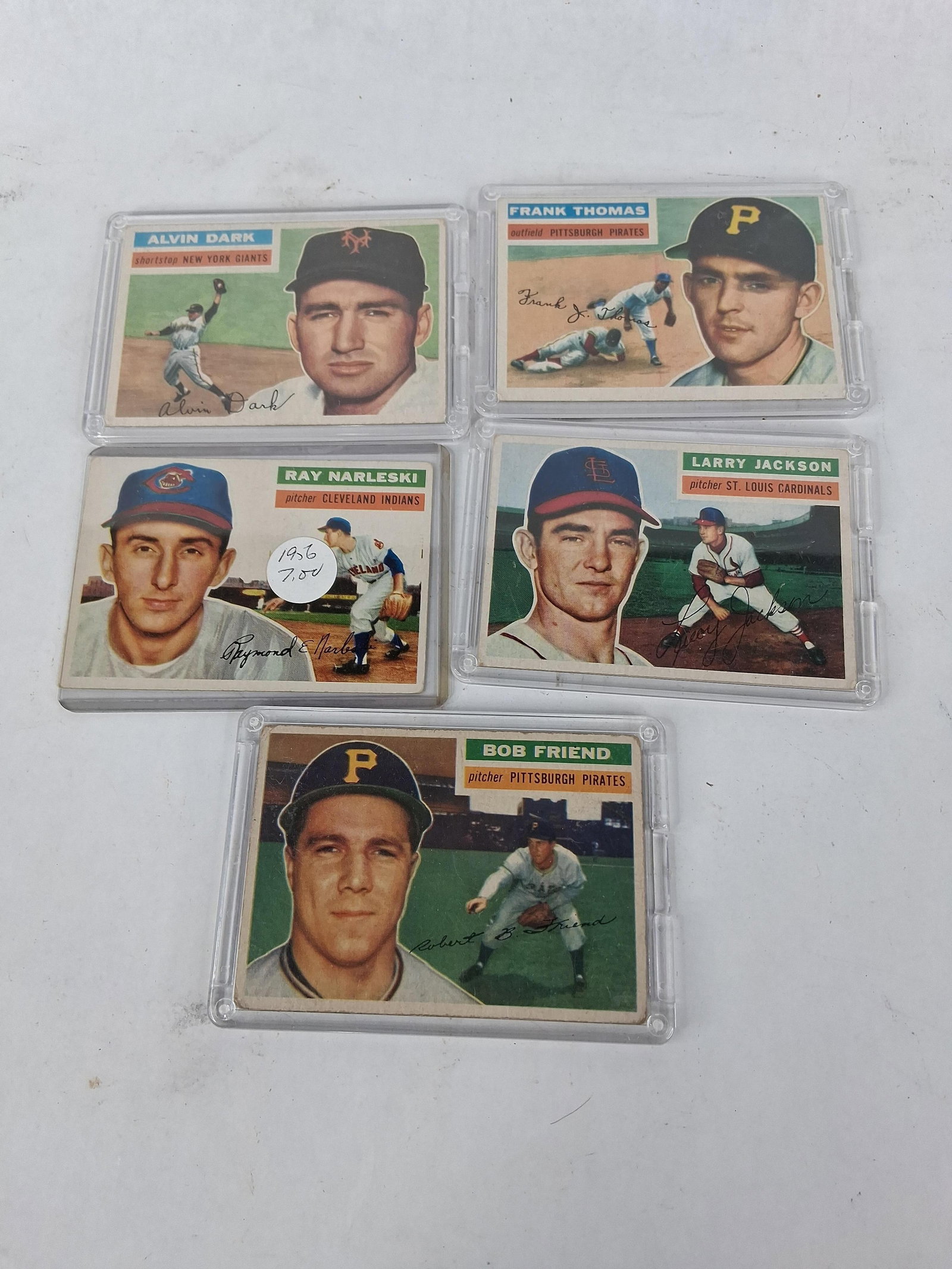 A Collection of Five 1956 Topps Baseball Cards (1 of 9)
