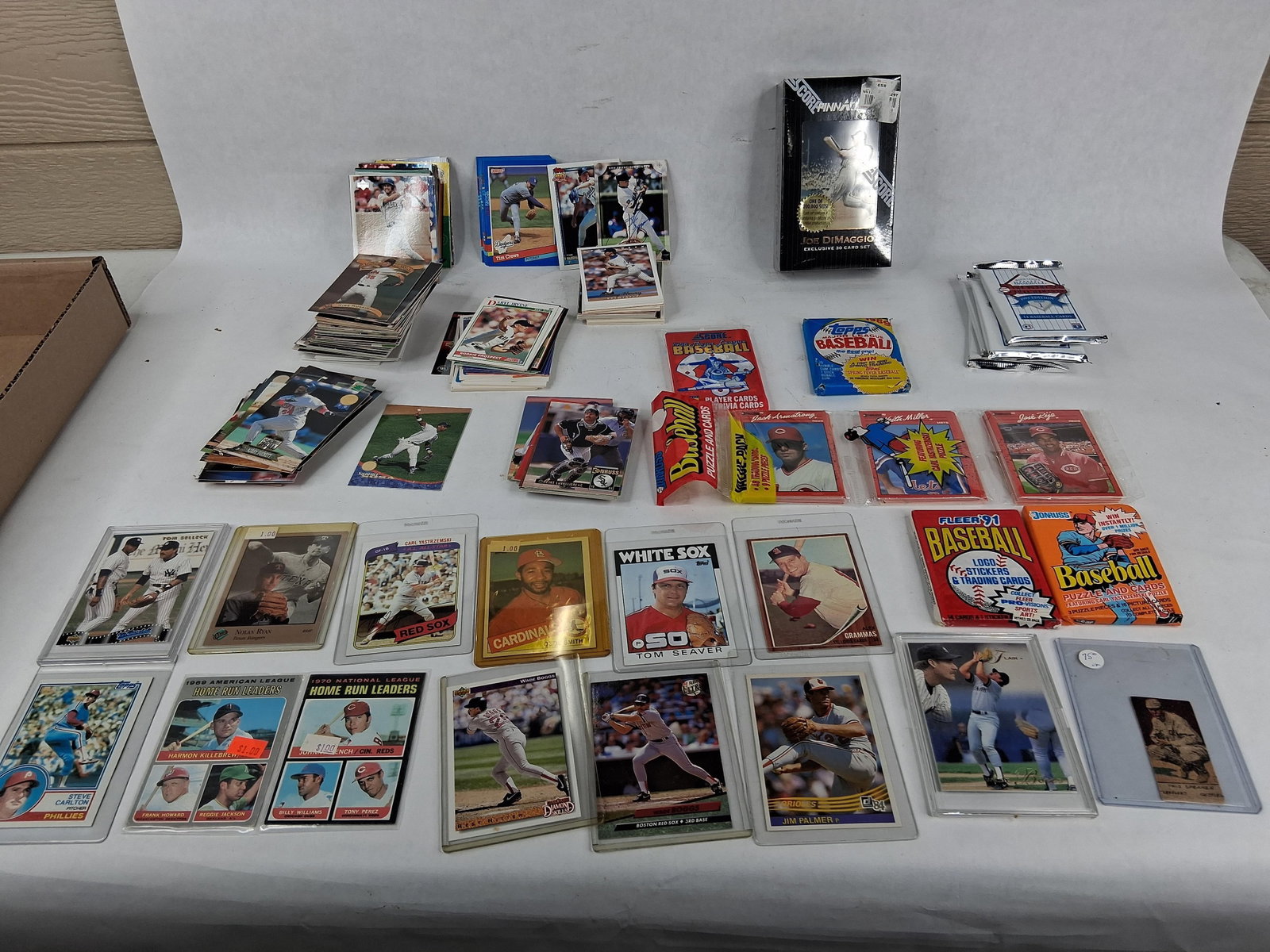 Tris Speaker T201 Mecca Double Folder & Cards: This large collection of baseball cards and memorabilia spans from the early 20th century through the mid-1990s. A primary highlight is a Tris Speaker (Cleveland) card, identified as a T201 Mecca