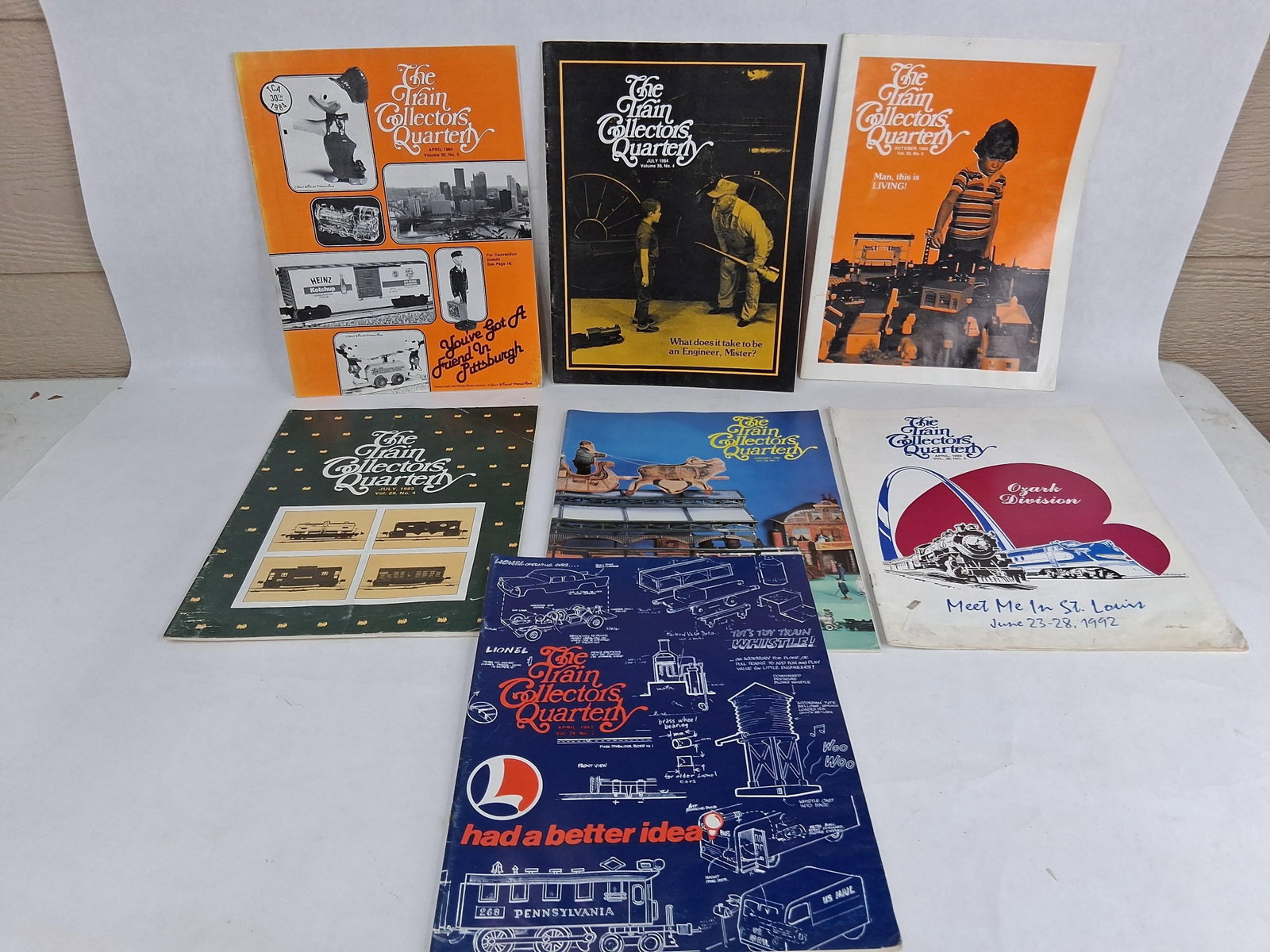 TCA Train Collectors Quarterly, 1983-1992: A collection of softcover periodicals titled The Train Collectors Quarterly, published by the Train Collectors Association. This group includes several issues spanning the early 1980s and one from