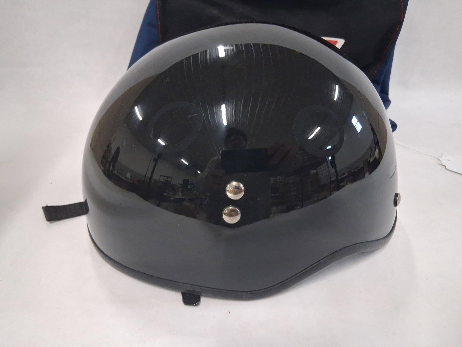 LS2 OF566 Gloss Black Motorcycle Half Helmet w/Bag (1 of 8)