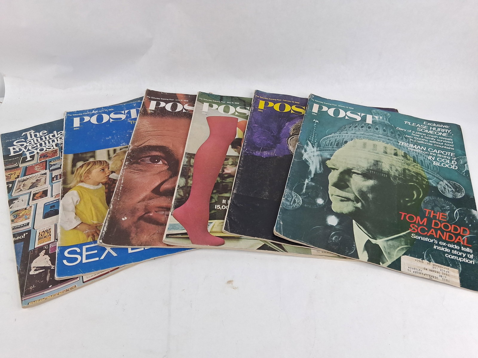Curtis Publishing: Saturday Evening Post 1968-69: This assortment includes several issues of The Saturday Evening Post magazine dating from 1968 and 1969. The group consists of staple-bound quarto-format softcover magazines with covers featuring a