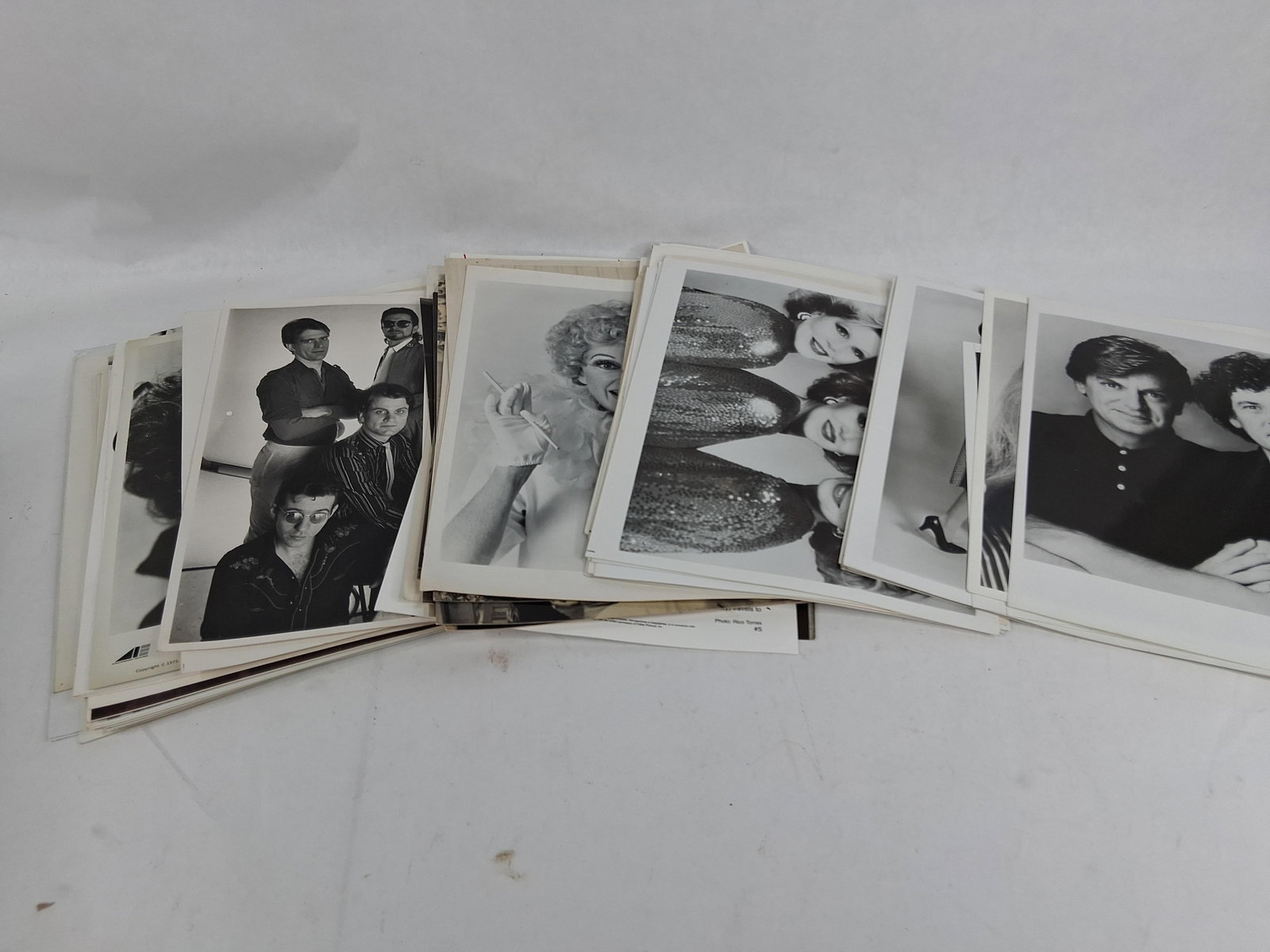 Hollywood TV & Music Publicity Photos & Stills: A large collection of approximately 50 to 75 black and white and color silver gelatin and offset lithograph publicity photographs, press stills, and promotional sheets spanning from the 1930s to the 1