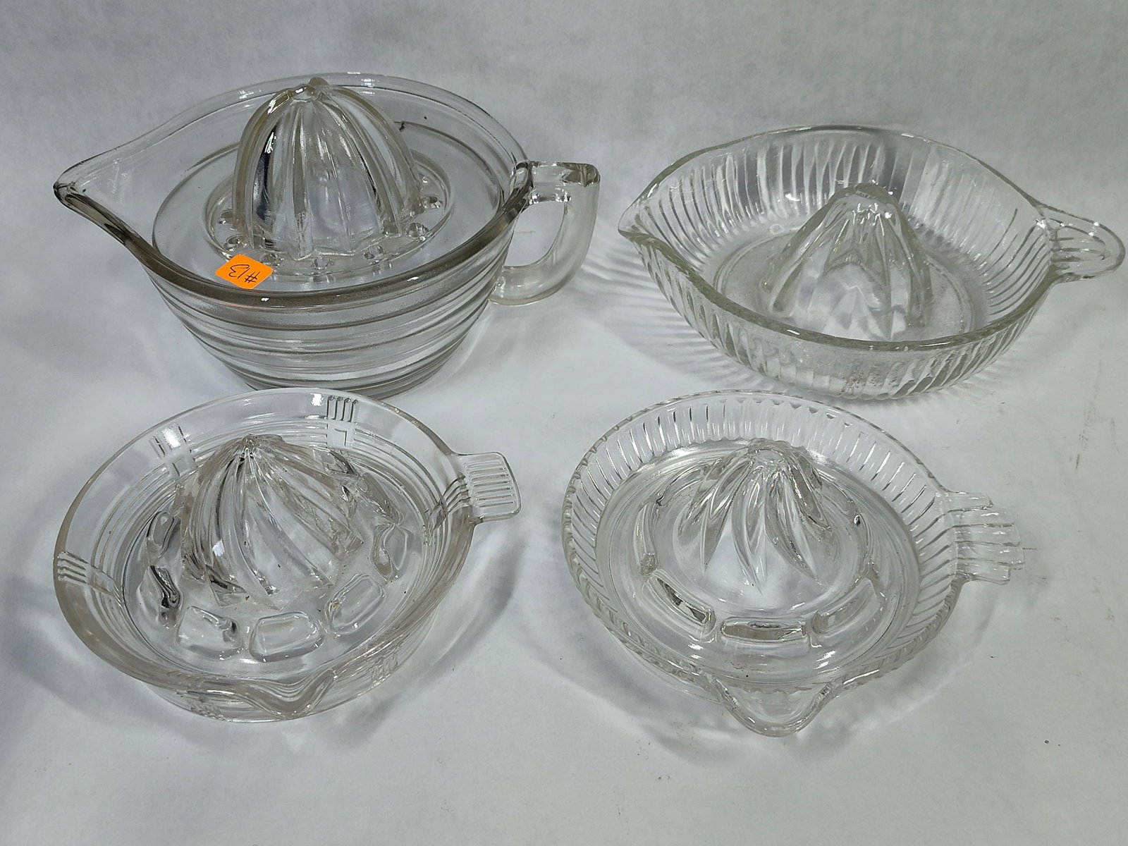 4 Vtg Clear Pressed Glass Citrus Juicers & Reamers (1 of 4)
