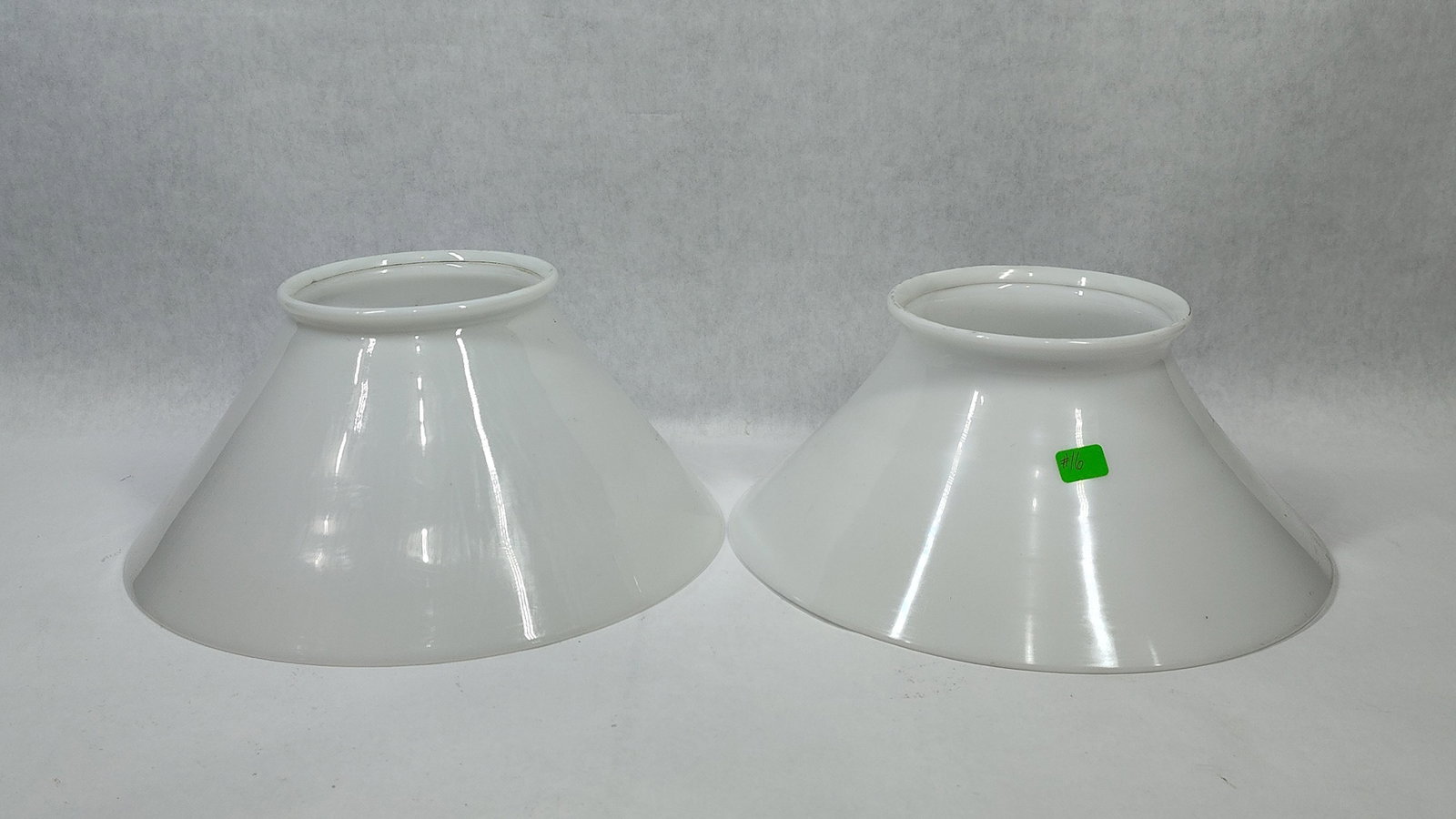 Pair Slant White Milk Glass Student Lamp Shades (1 of 3)