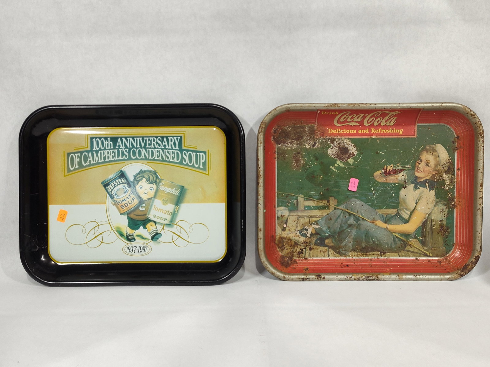Pair Campbell's & Coca-Cola Metal Serving Trays (1 of 5)
