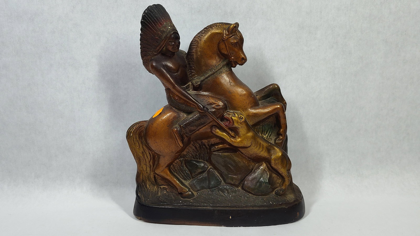 1935 Native American Rider & Mt. Lion Chalkware (1 of 5)