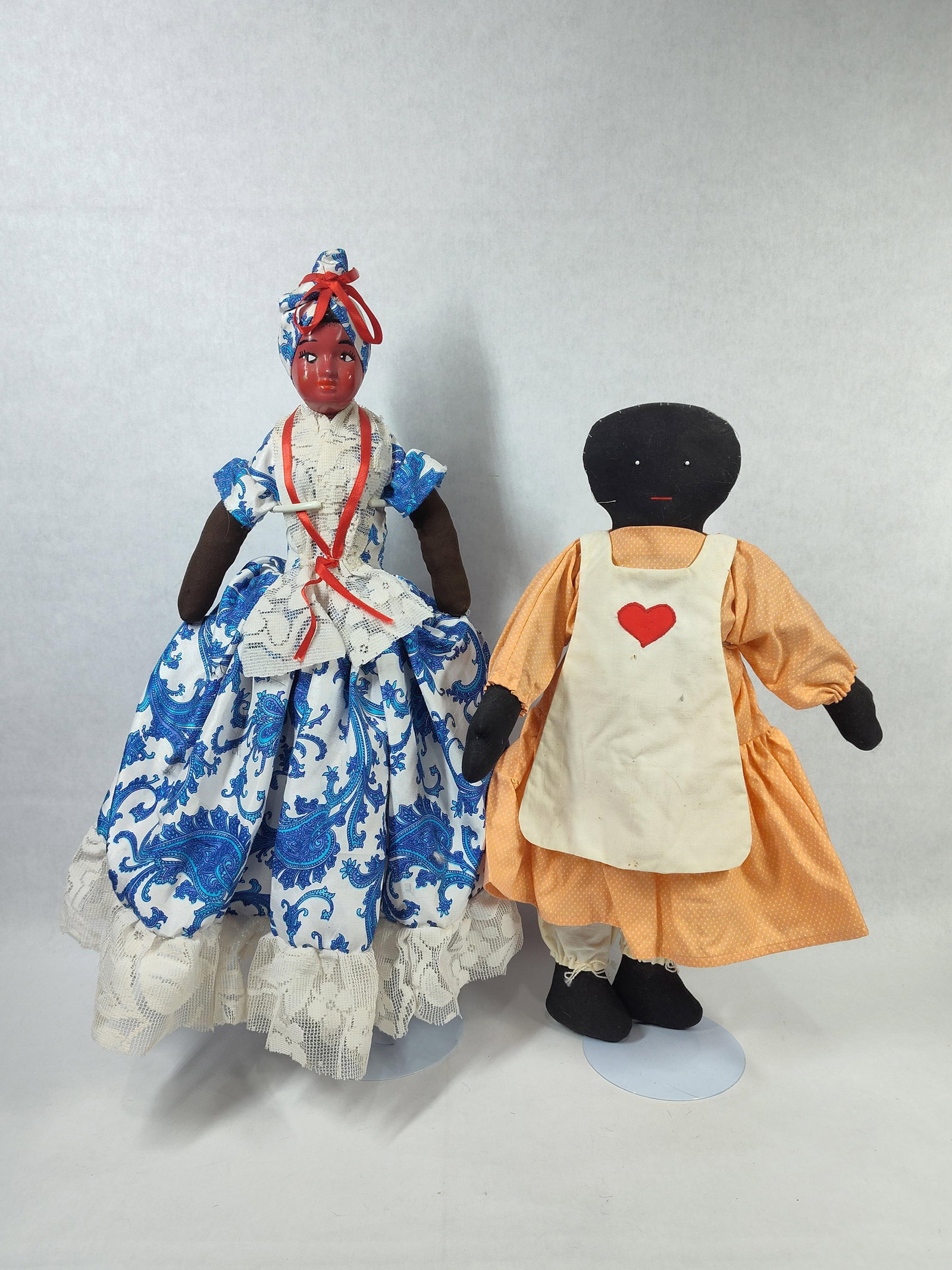 Pair Vtg Black Folk Art Cloth Dolls (1 of 5)