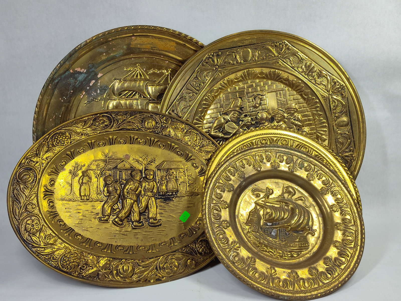 5 Embossed Brass Wall Plates & Chargers (1 of 7)