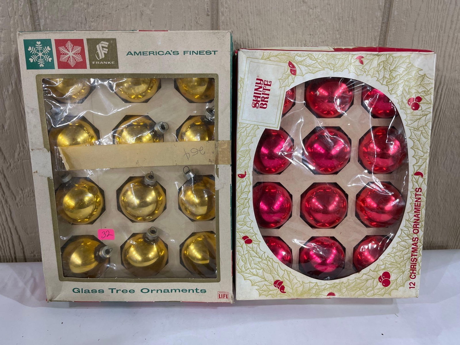 Shiny Brite & Franke 24 Vtg Glass Ornaments (1 of 3)