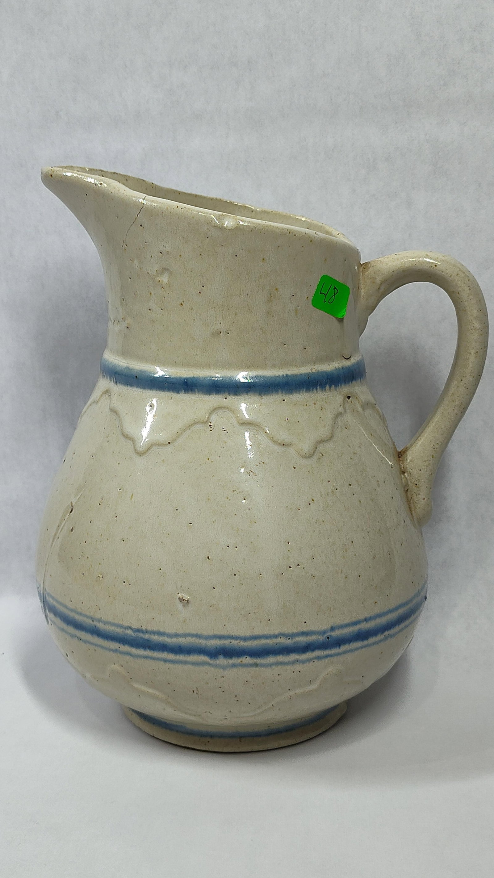 Marshall Pottery Attr. Cobalt Salt-Glaze Pitcher (1 of 3)