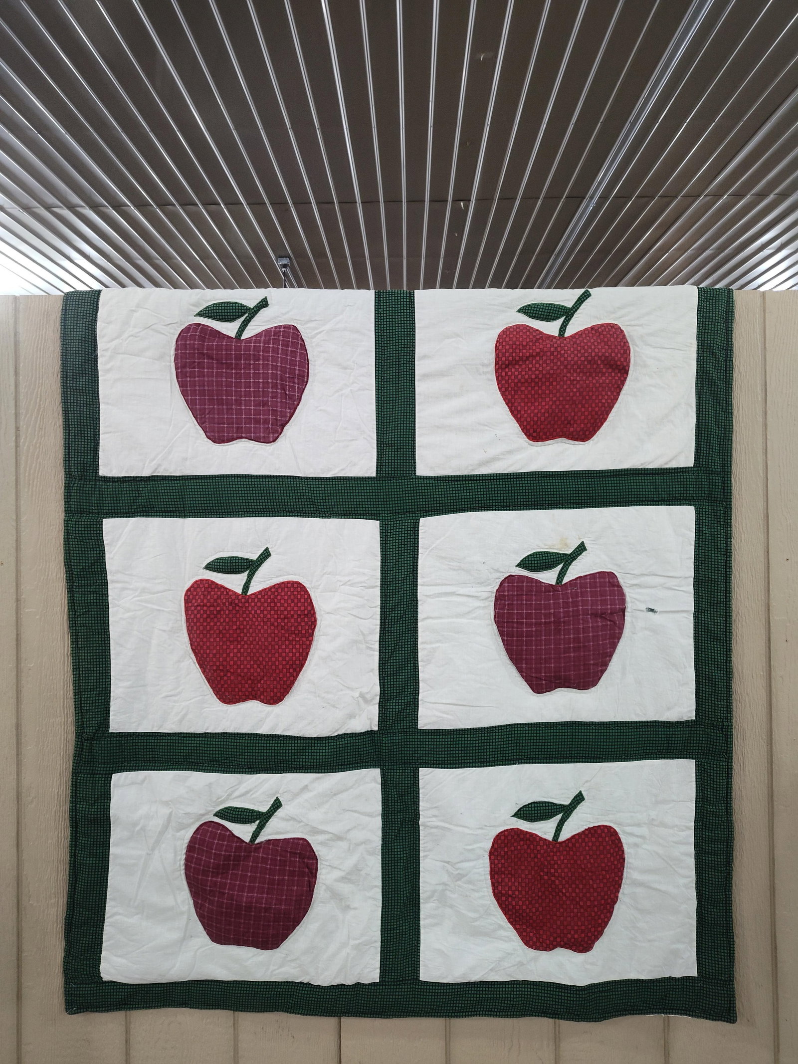 Hand-Appliqued & Quilted Apple Motif Quilt Top (1 of 4)
