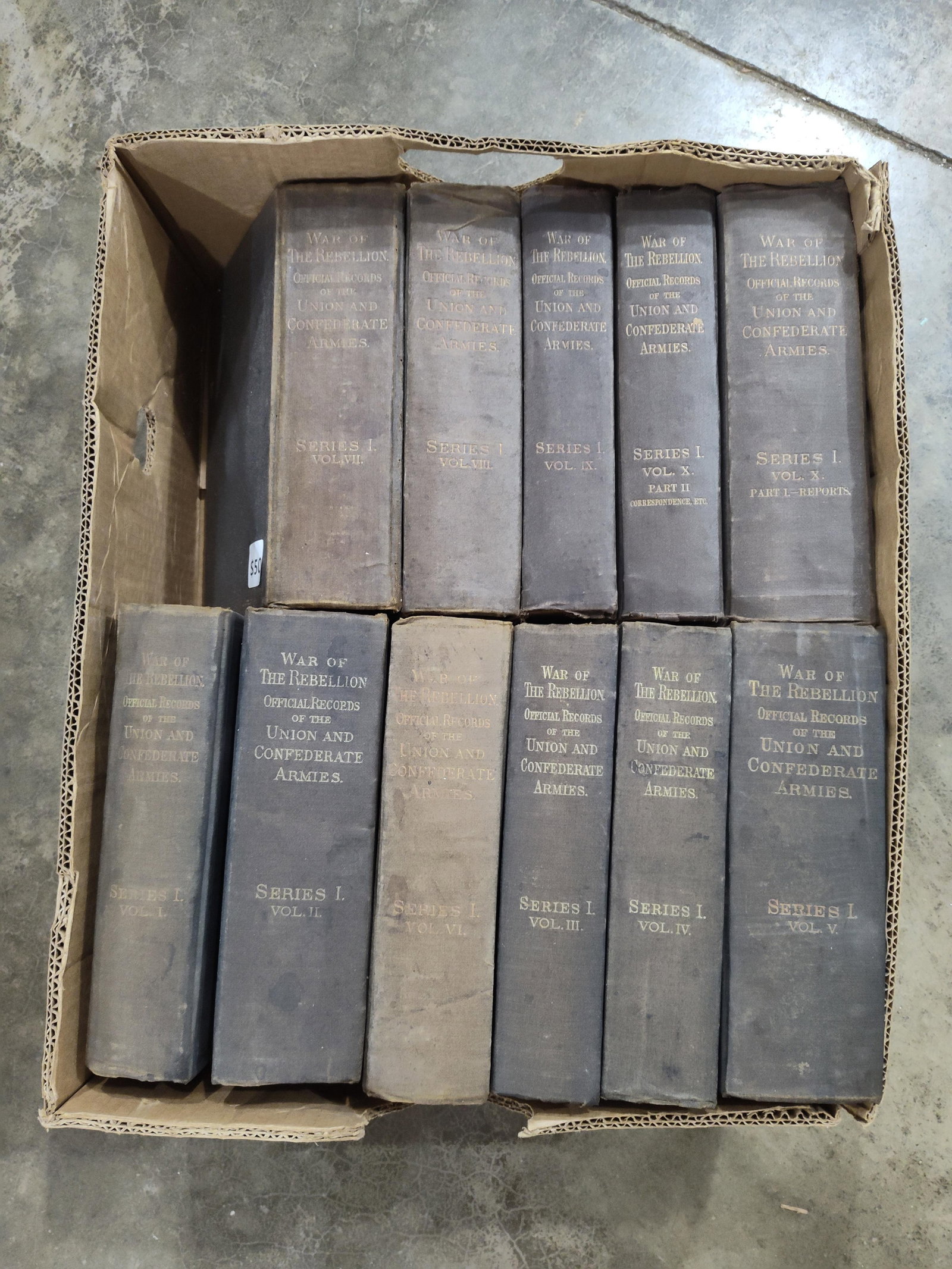 U.S. War Dept. War of the Rebellion Records, 1880: A group of volumes from the monumental historical series titled The War of the Rebellion: Official Records of the Union and Confederate Armies. This selection includes multiple volumes from Series I, 