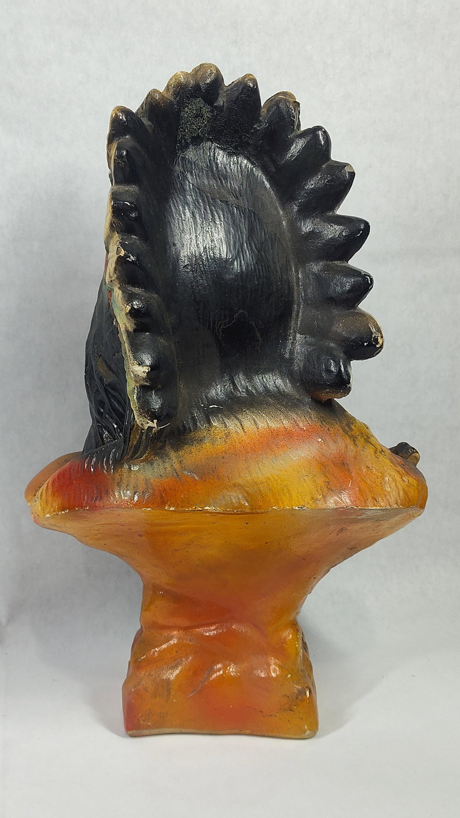 Mid-C. Iroquois Polychrome Chalkware Chief Bust - 3