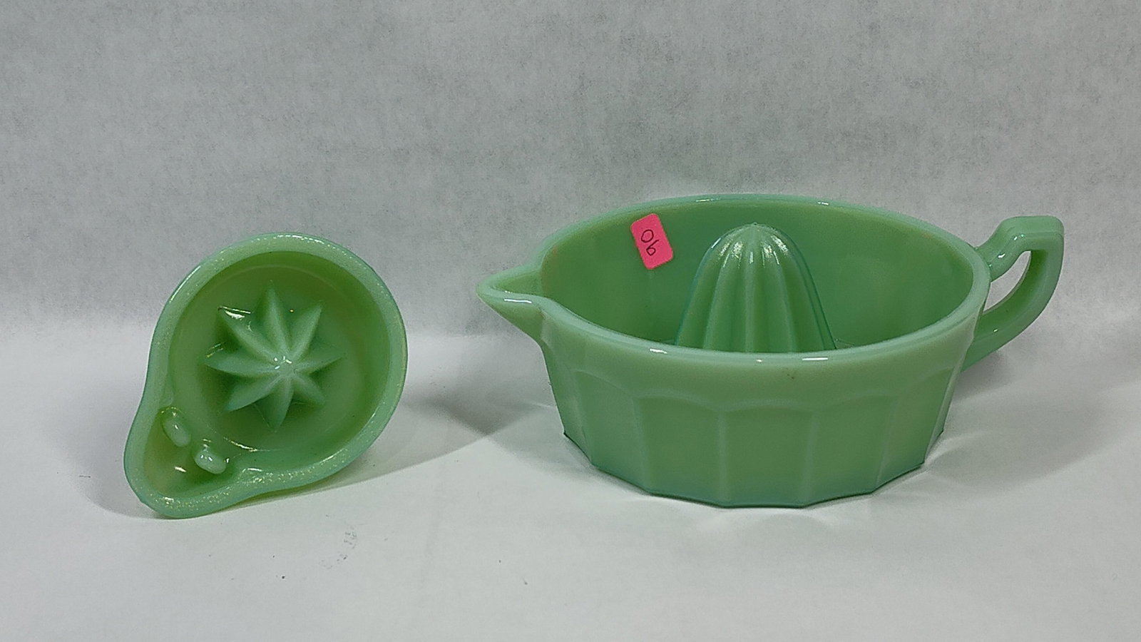 A Pair of Jadeite Green Glass Citrus Reamers (1 of 2)