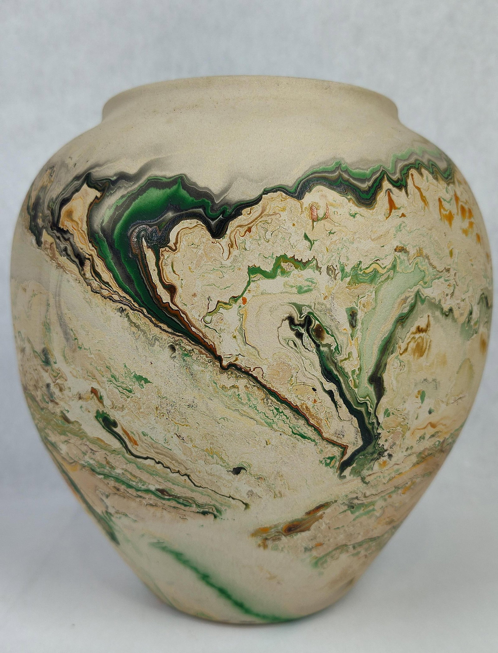 Nemadji Pottery Marbled Swirl Earthenware Vase (1 of 4)
