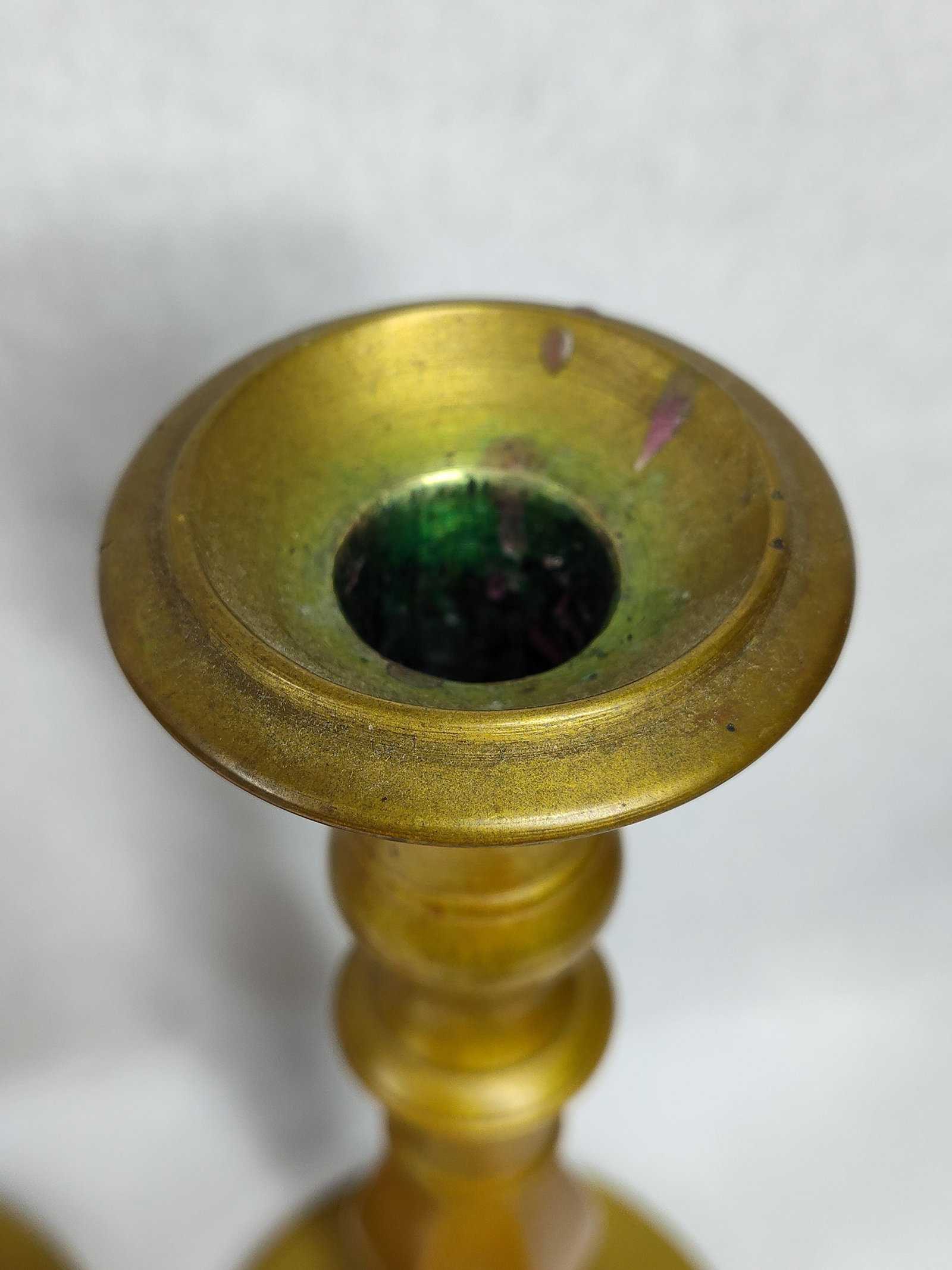 Pair Cast Brass Colonial Baluster Candlesticks - 3